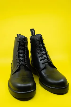 Black Cow Leather Rubber Dipped Knock Out Boots