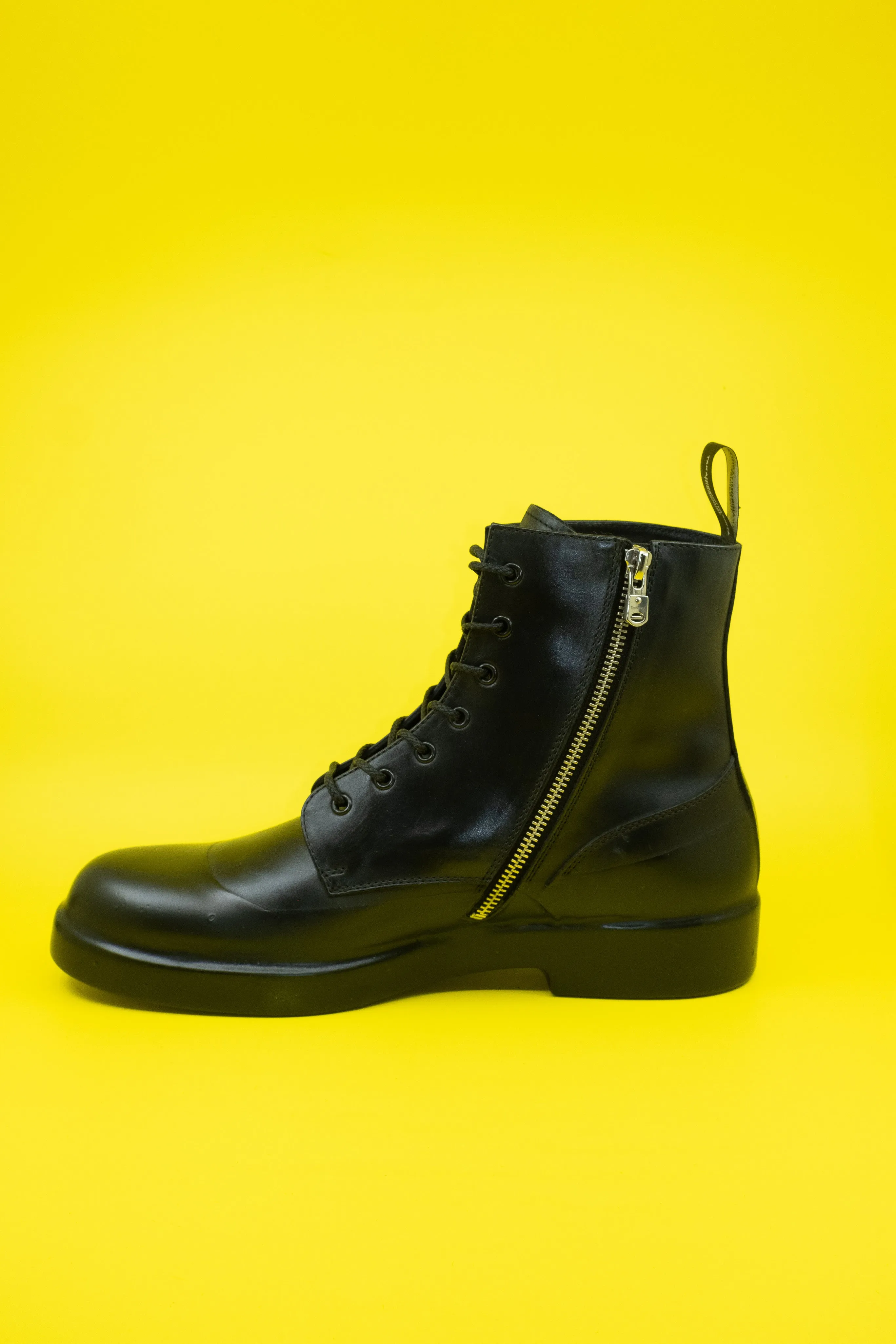 Black Cow Leather Rubber Dipped Knock Out Boots