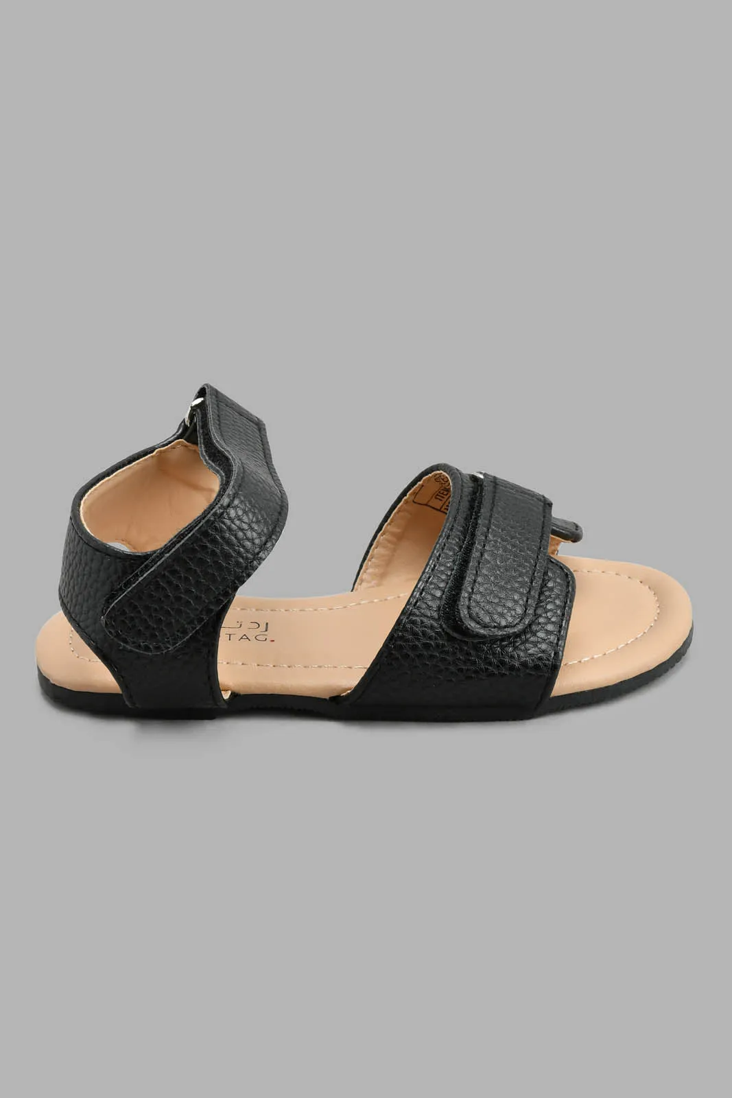 Black Double Velcro Strap Sandal