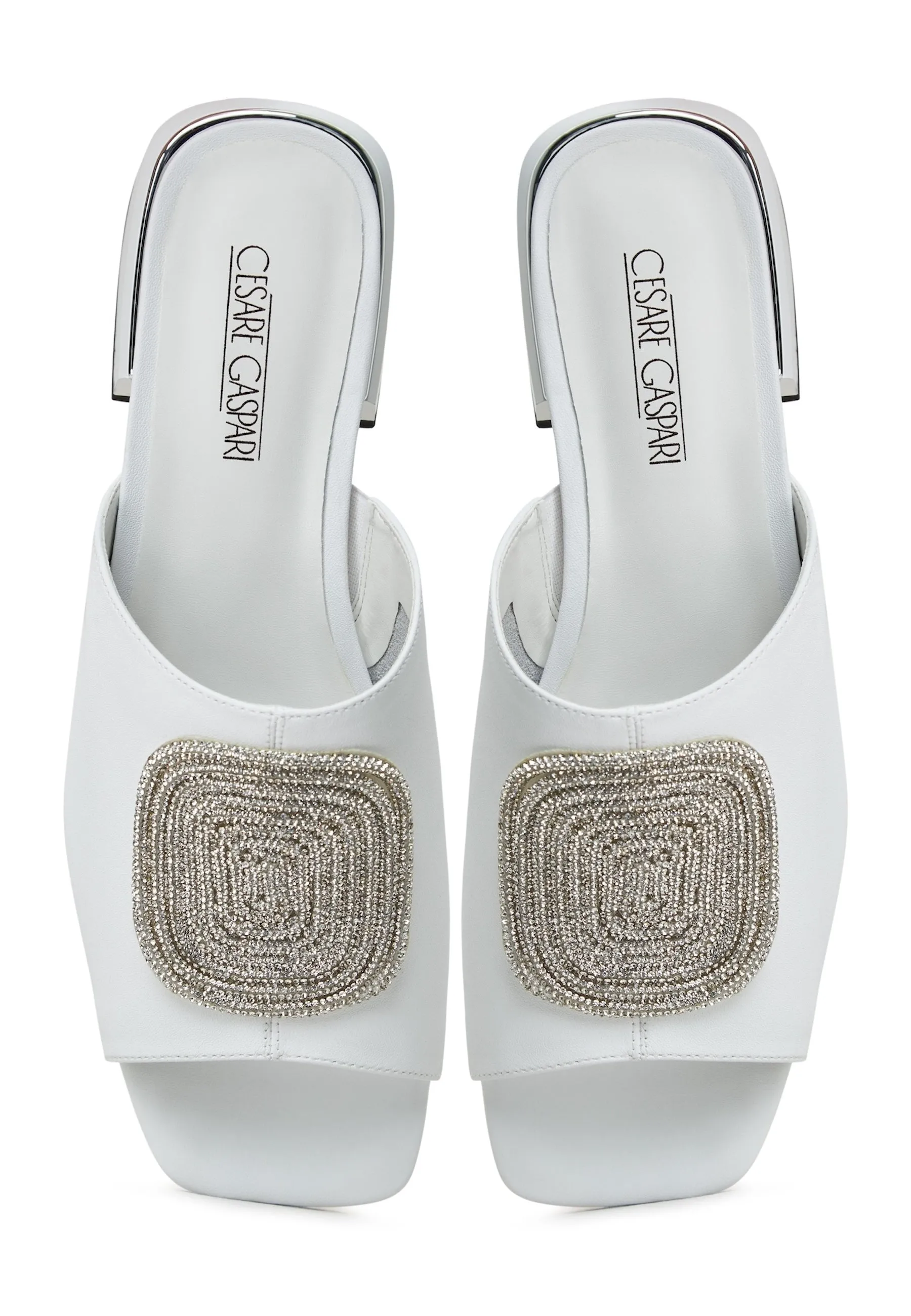 Block Heeled Slippers Beatriz -White