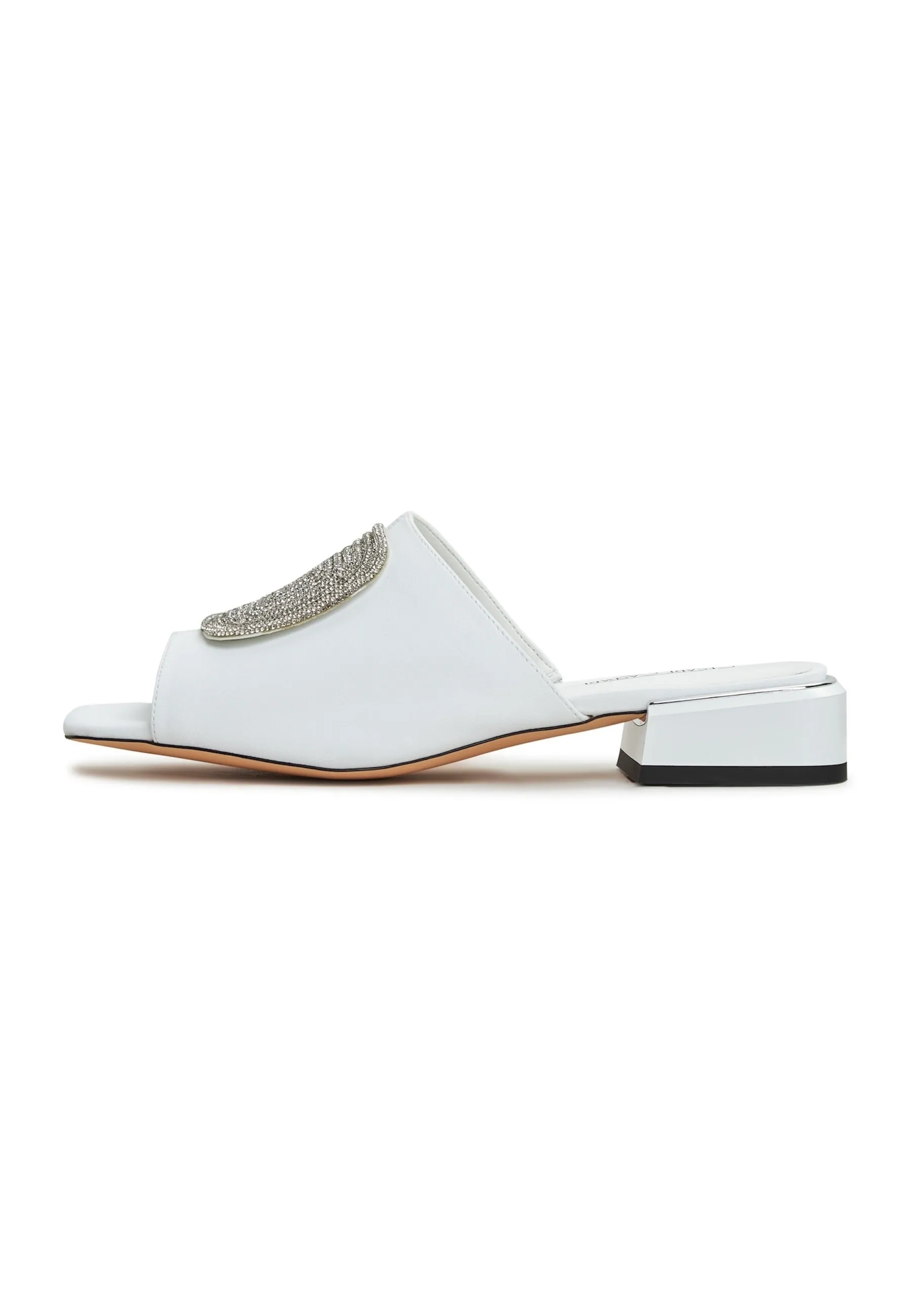 Block Heeled Slippers Beatriz -White