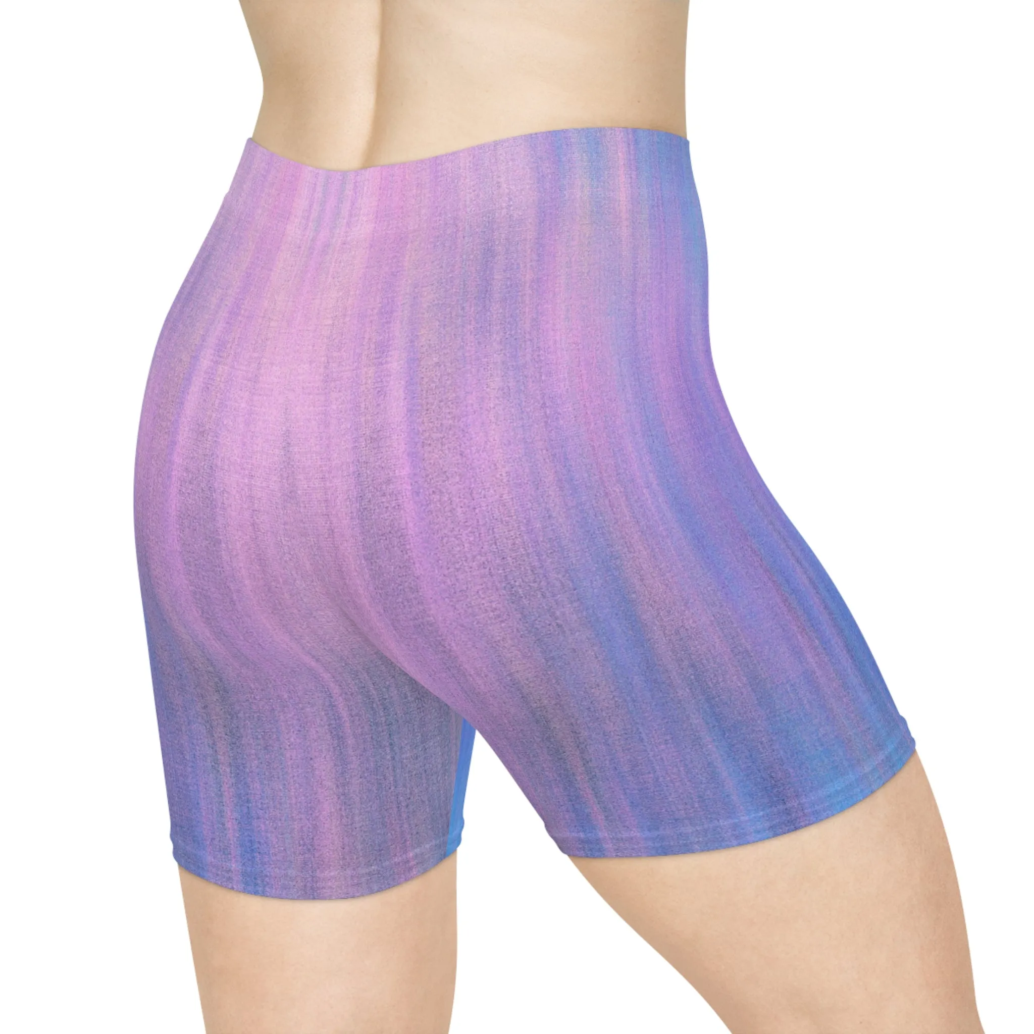 Blue & Purple Metalic - Inovax Women's Biker Shorts