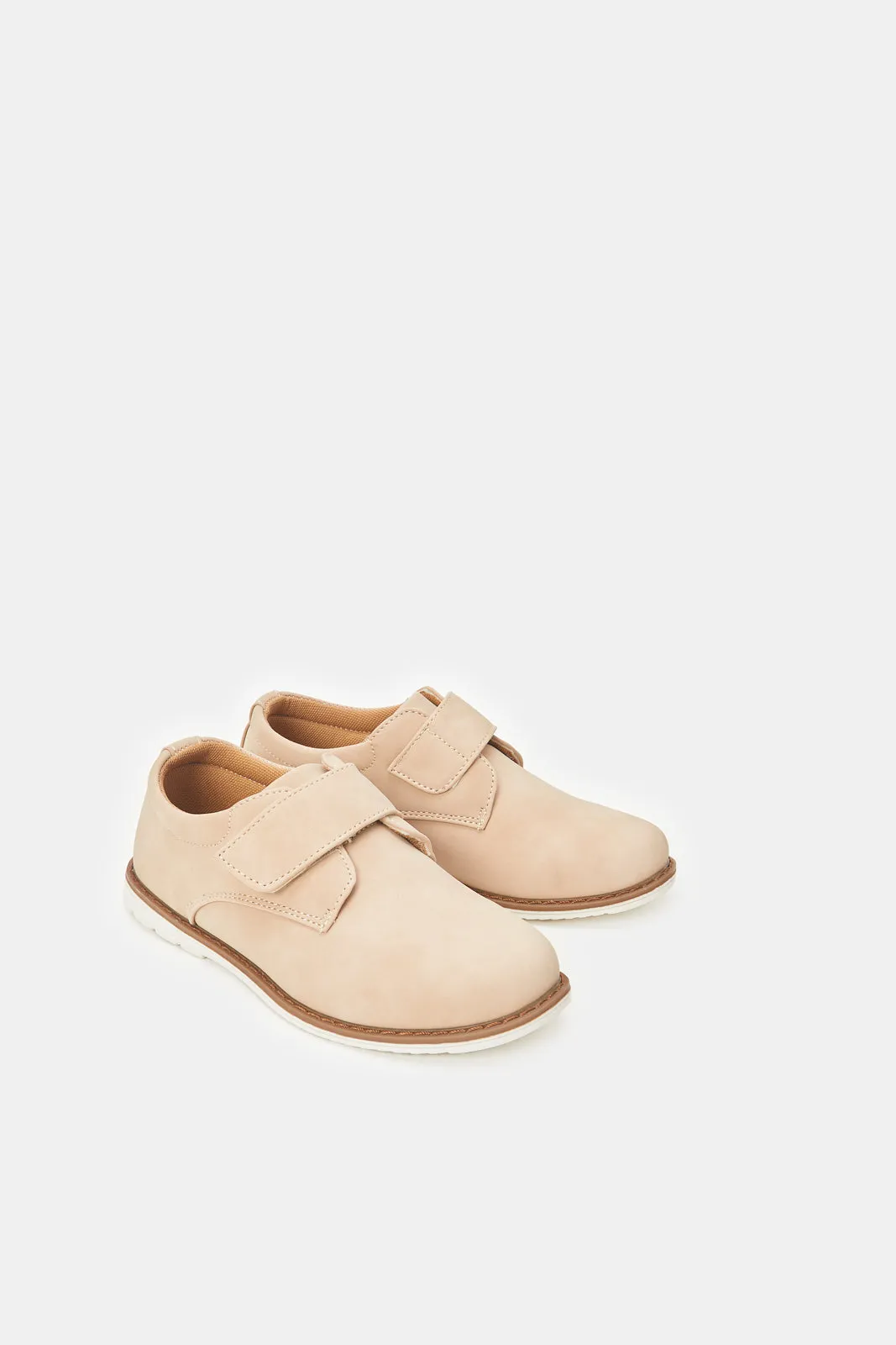 Boys Beige Lace Up Derby Shoes