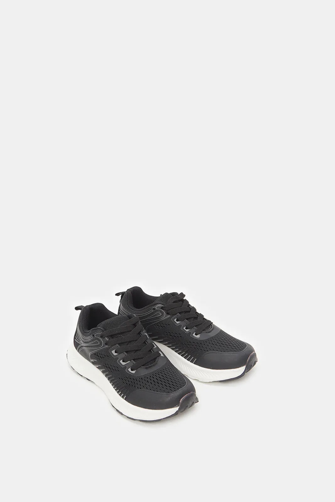 Boys Black Material Block Trainer