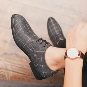 Breathable casual checked leather shoes