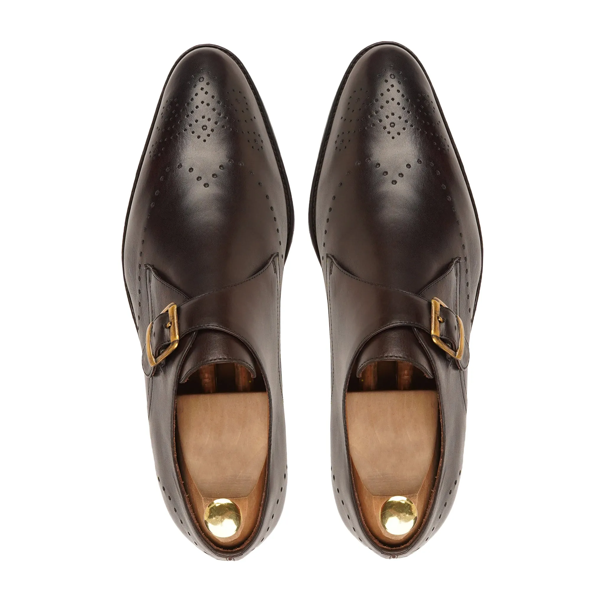 Brecon - Men's Dark Brown Calf Leather Single Monkstrap