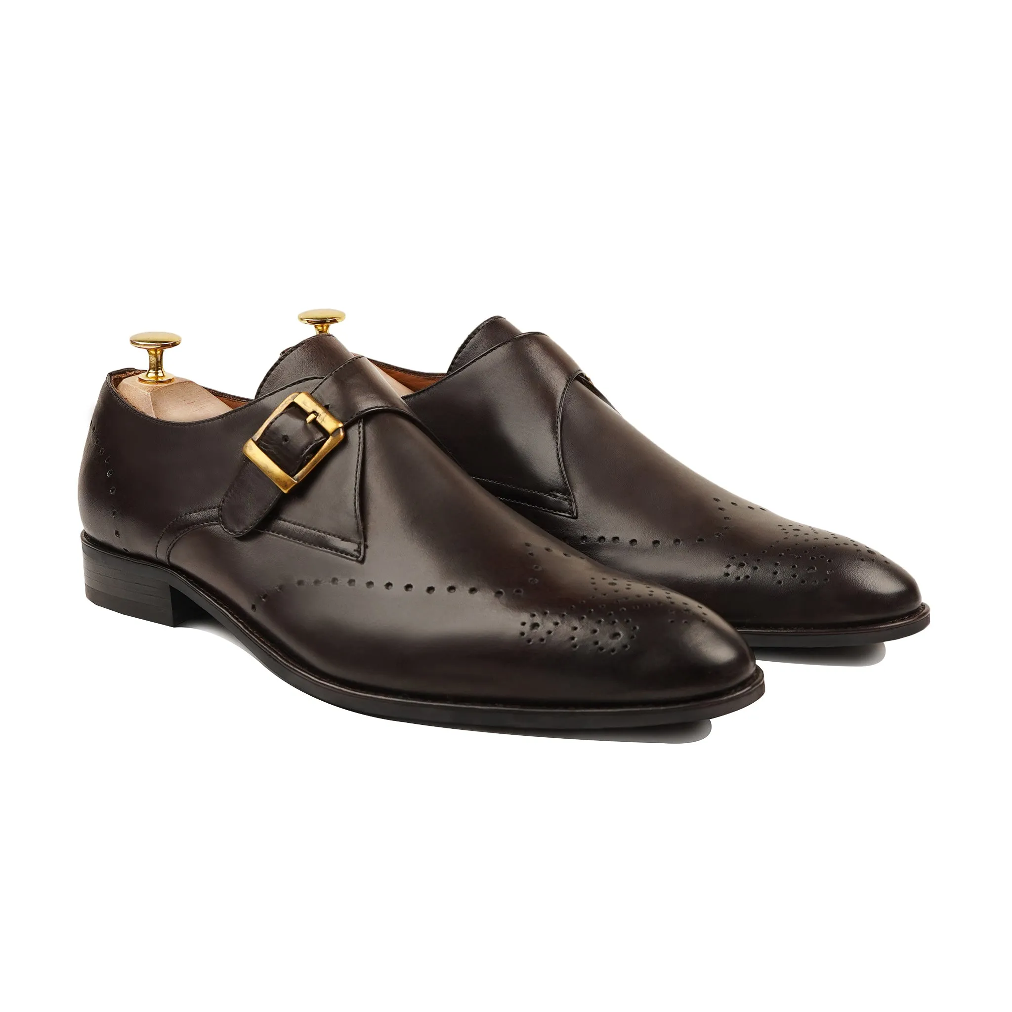 Brecon Men's Dark Brown Calf Leather Single Monkstrap