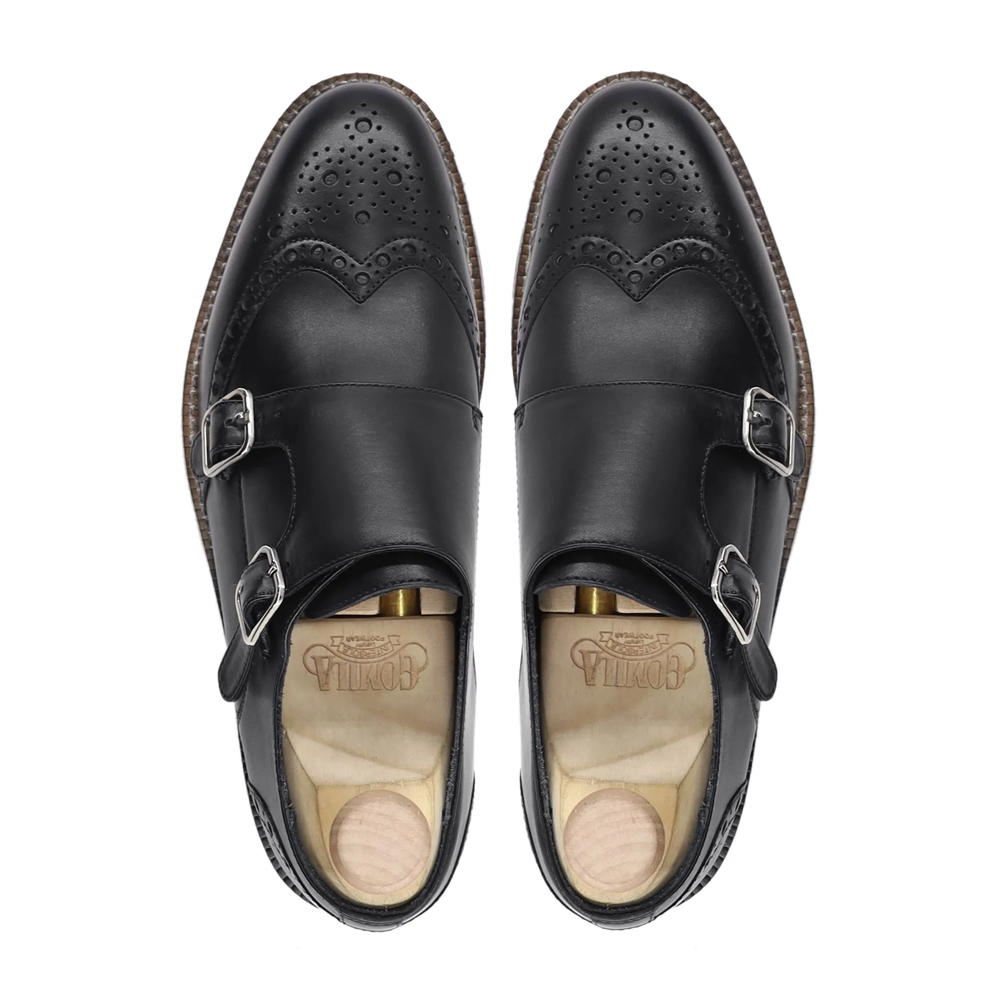 Burley - Men's Black Calf Leather Double Monkstrap