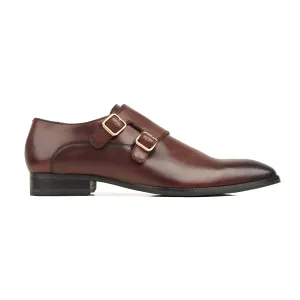 Camaro - Men's Burgundy Brown Calf Leather Double Monkstrap