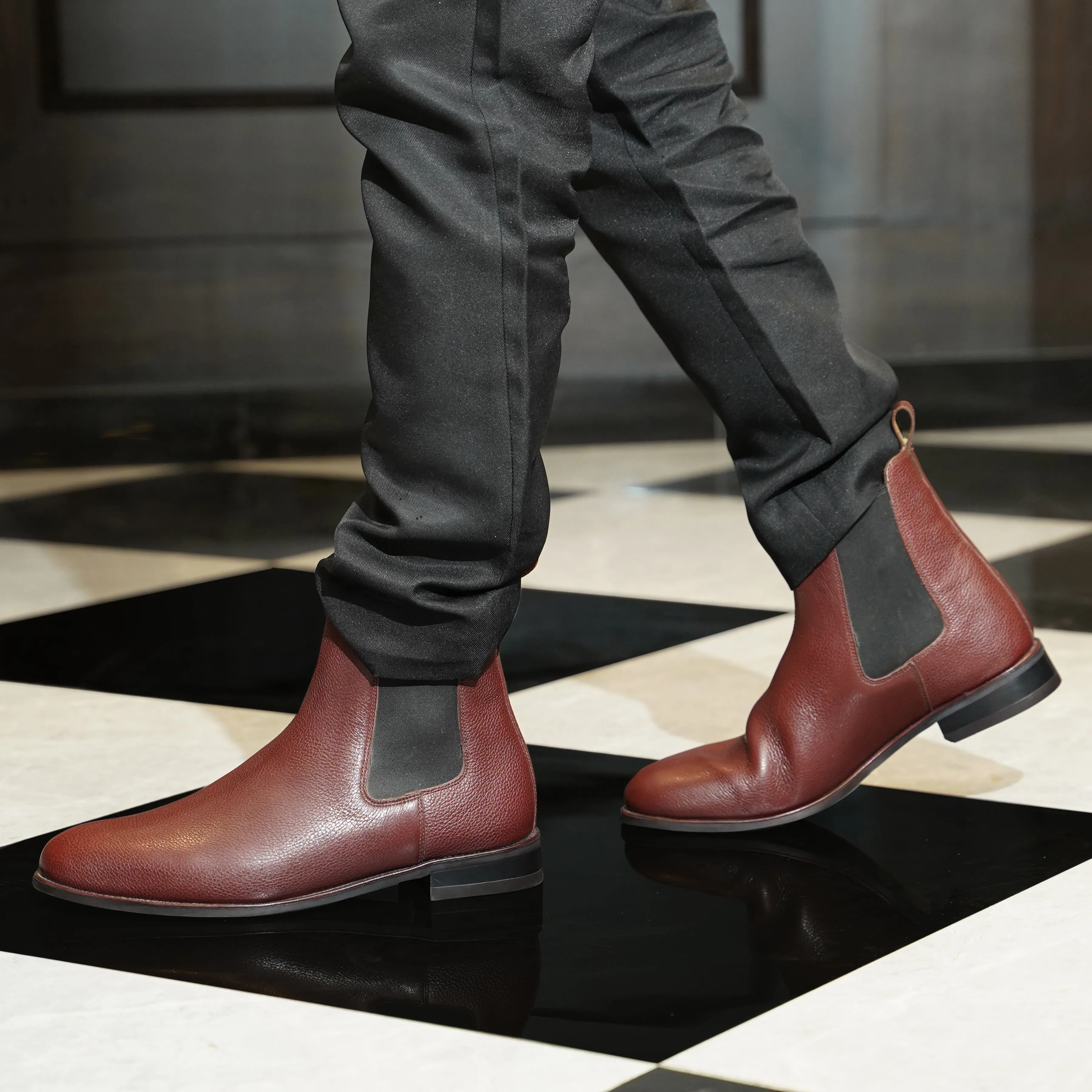 Camellia - Men's Oxblood Pebble Grain Chelsea Boot