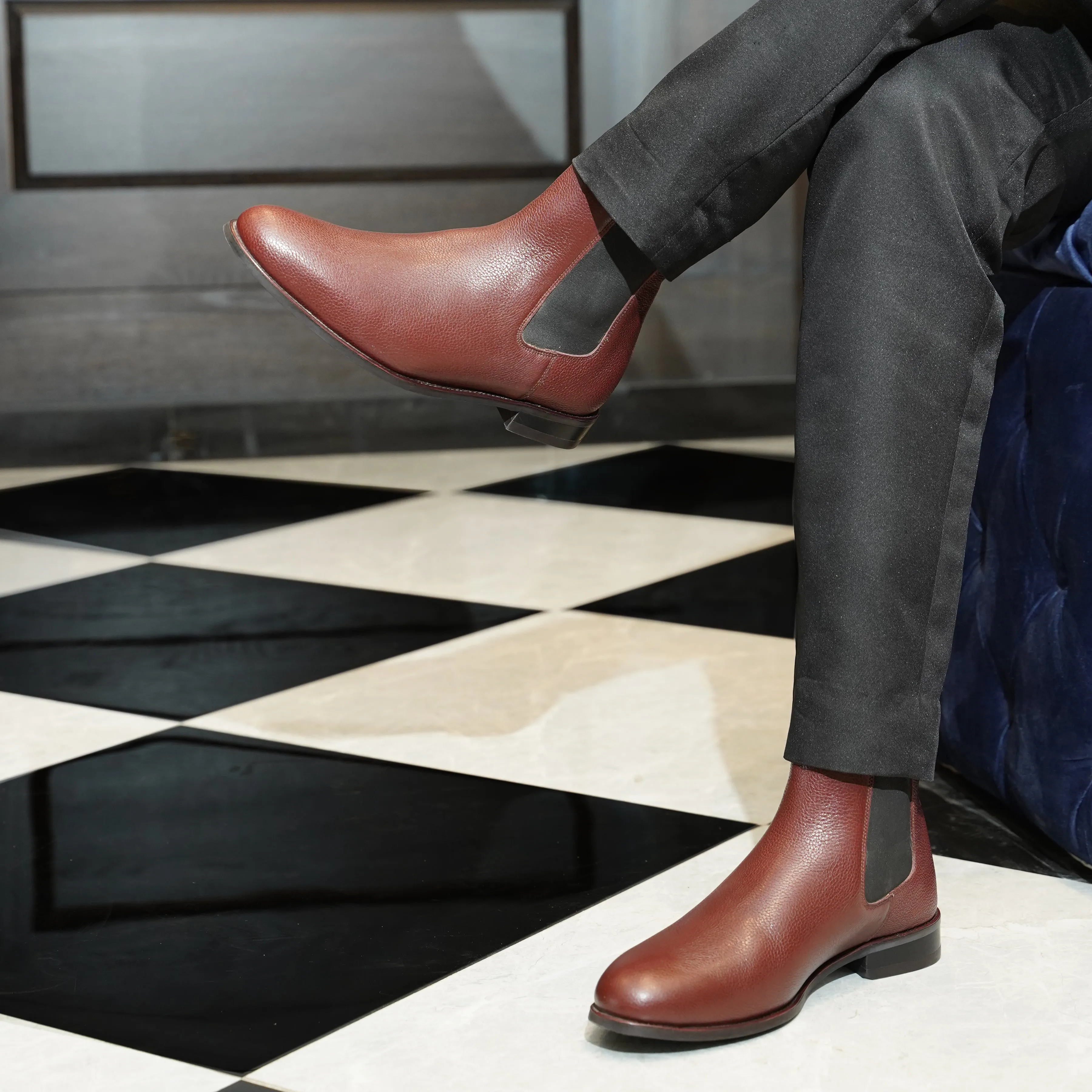 Camellia - Men's Oxblood Pebble Grain Chelsea Boot