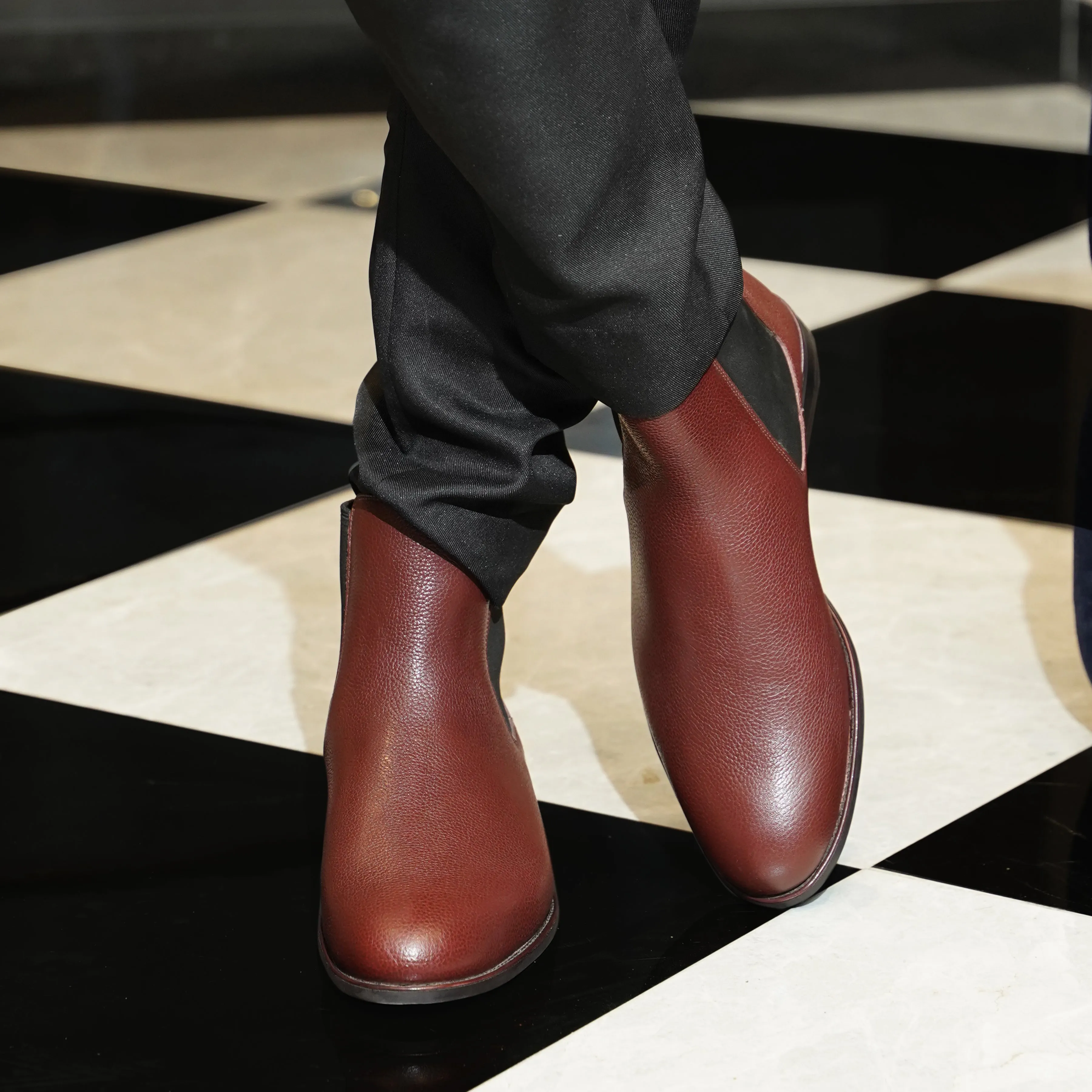 Camellia - Men's Oxblood Pebble Grain Chelsea Boot