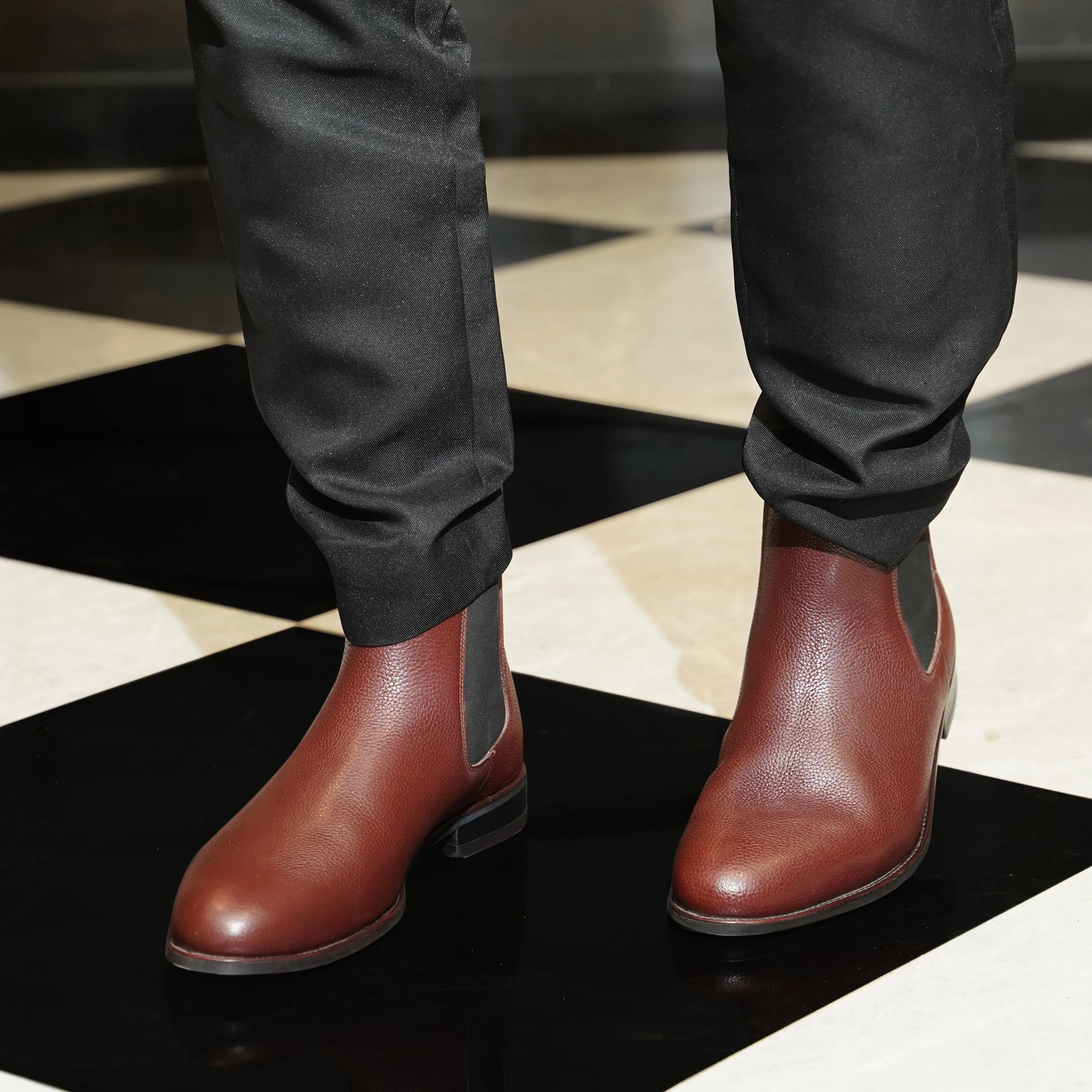 Camellia - Men's Oxblood Pebble Grain Chelsea Boot