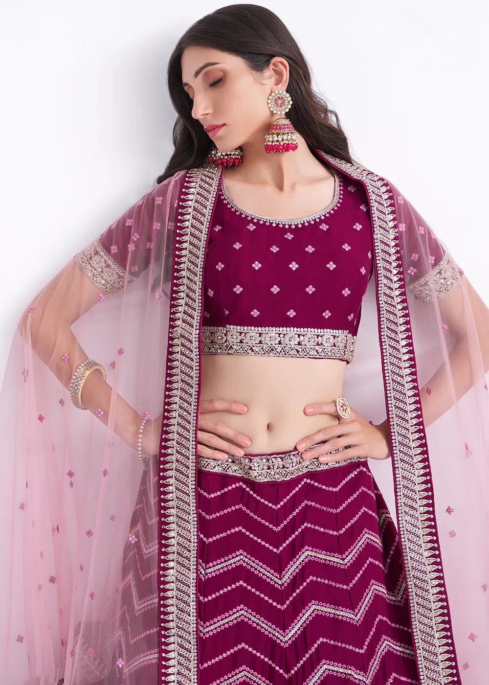 Charming Magenta Wedding Style Designer Bridal Lehenga Choli