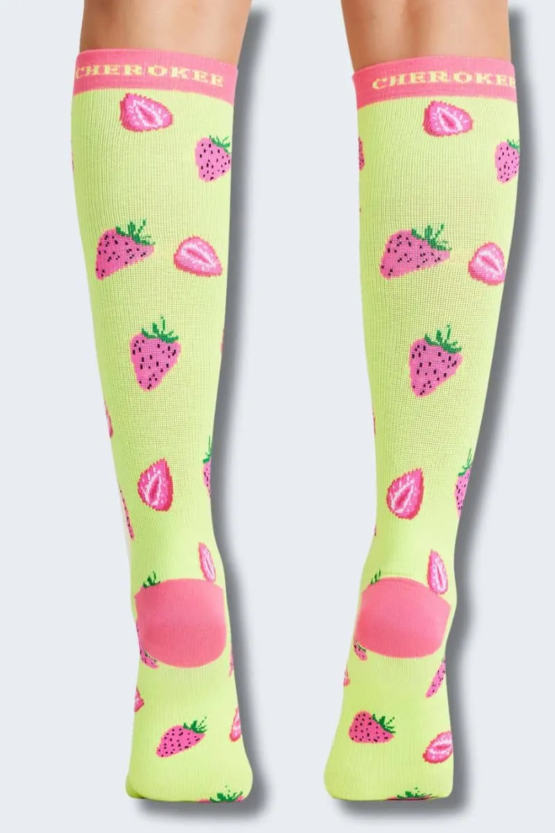 Cherokee Women's 10-15mmHg Strawberry Patch Support Socks