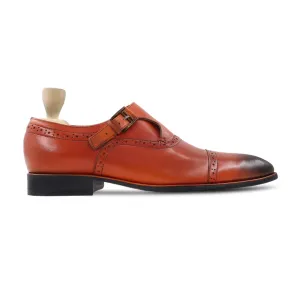 Cinda - Men's Orange Tan Calf Leather Single Monkstrap