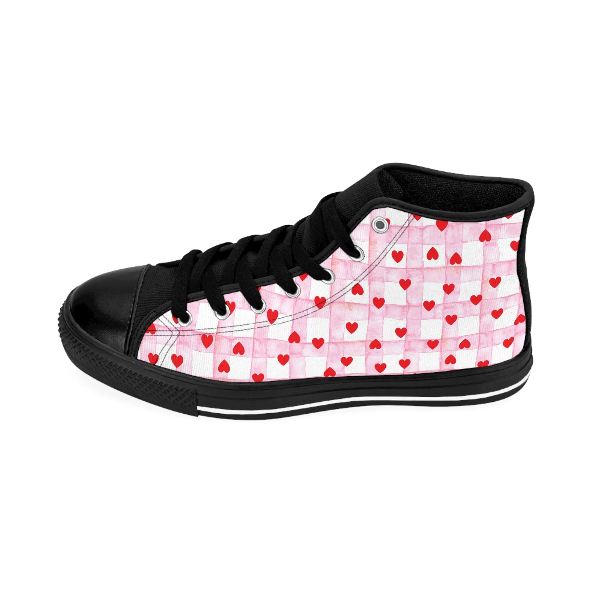 Colorful Red Hearts Pattern Women's Classic Sneakers