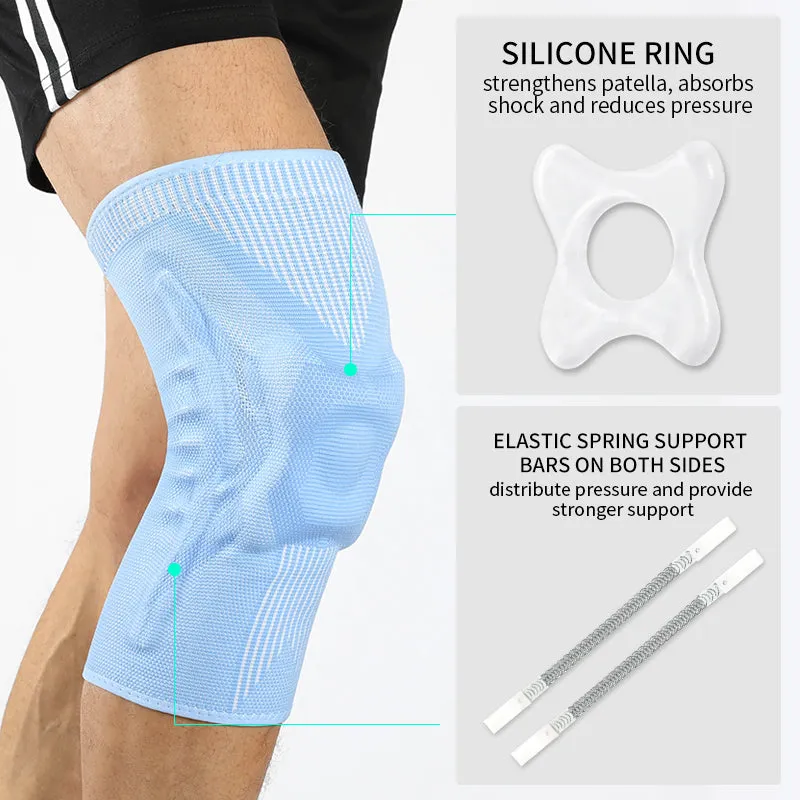 Compression Knee Sleeve with Silicone Spring Support and Patella Stabilizing Cushion