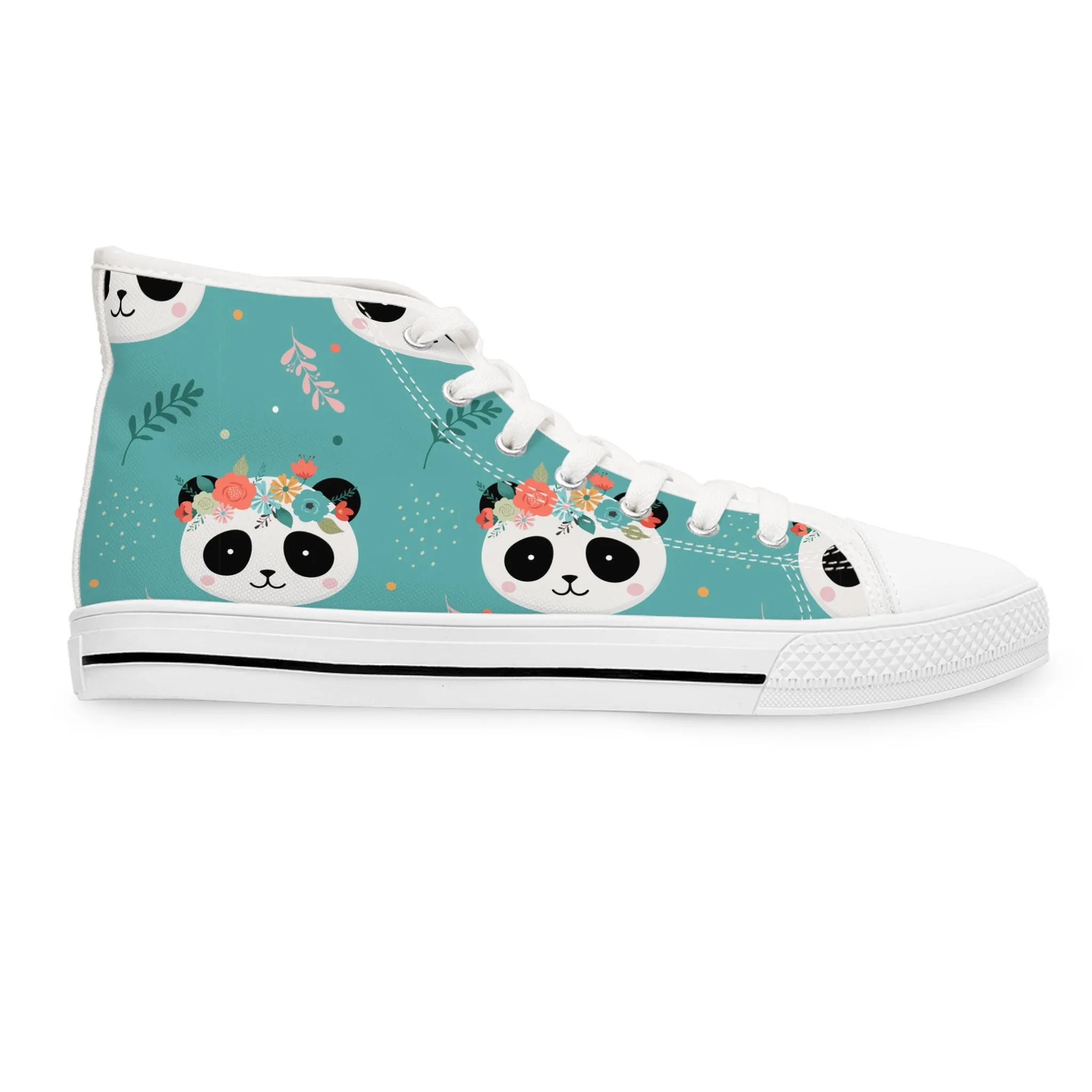 Cute Panda Heads Women's High Top Sneakers