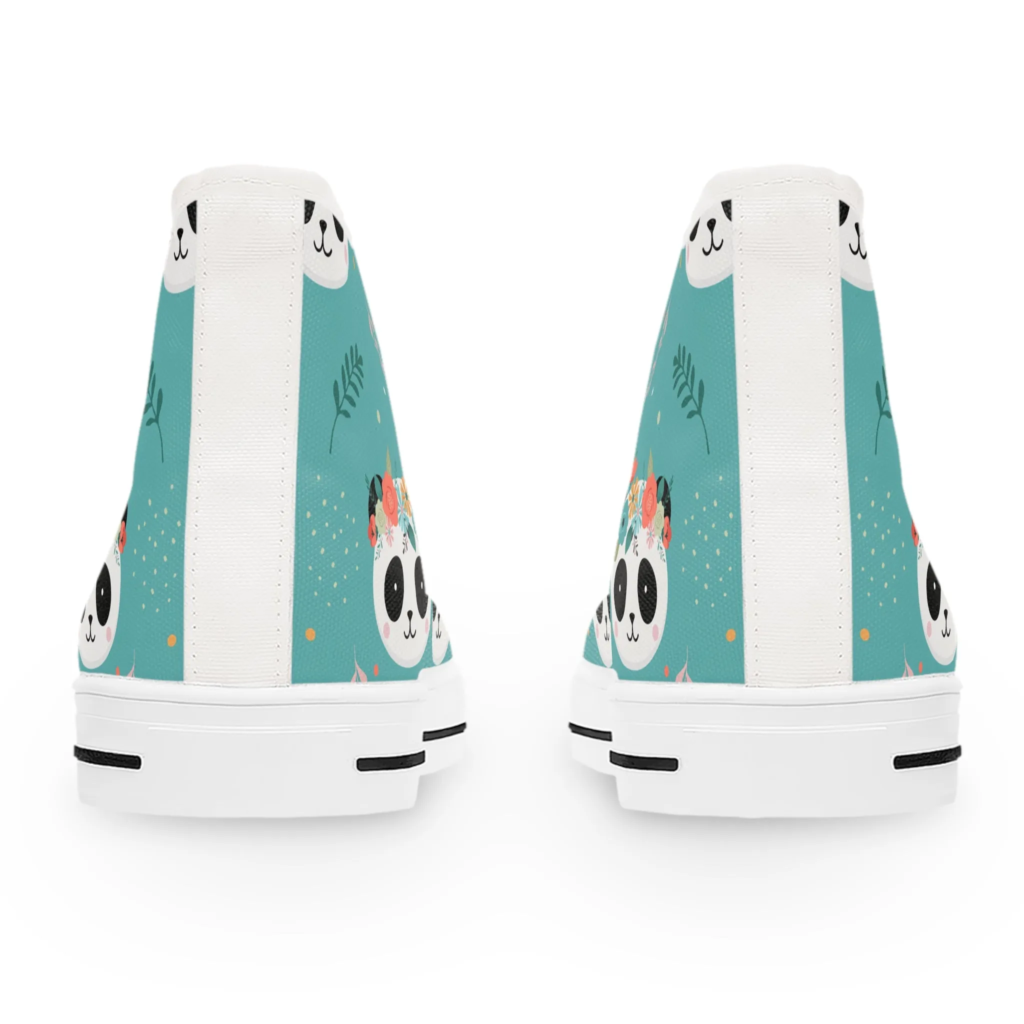 Cute Panda Heads Women's High Top Sneakers