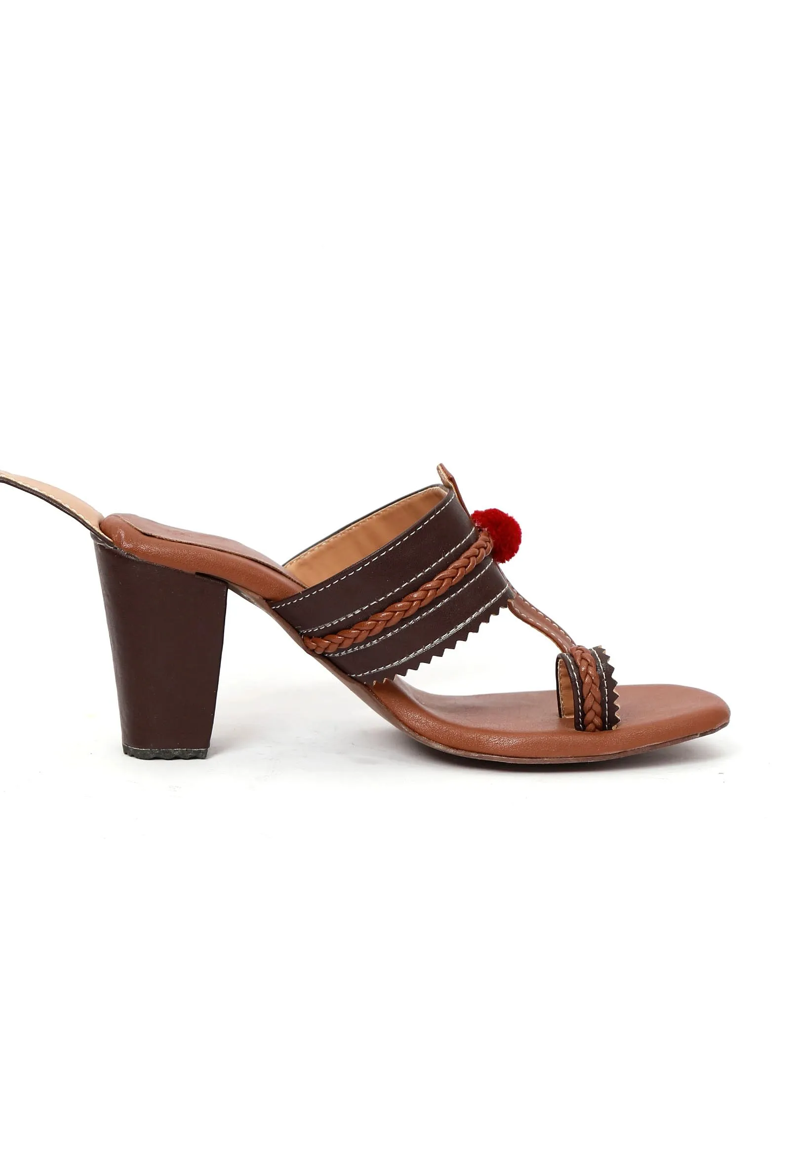 Dark Brown Cruelty Free Leather Heels Sandals