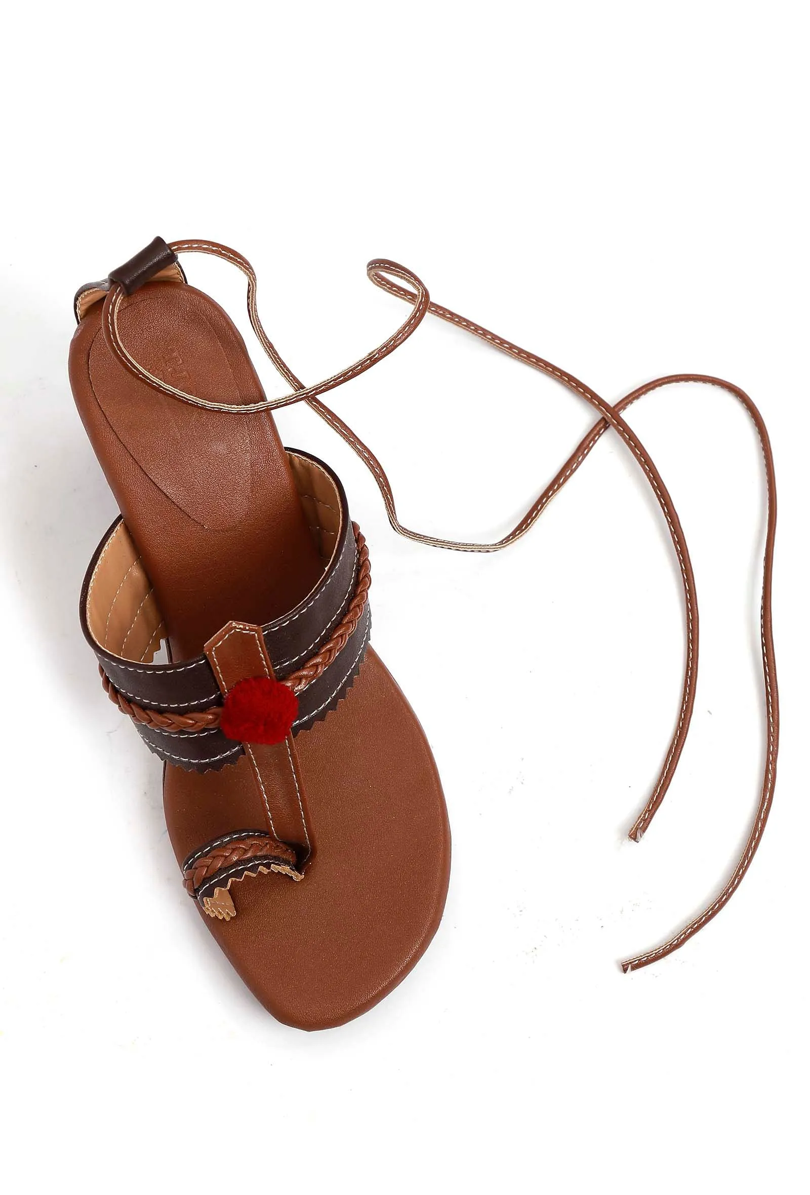 Dark Brown Cruelty Free Leather Heels Sandals