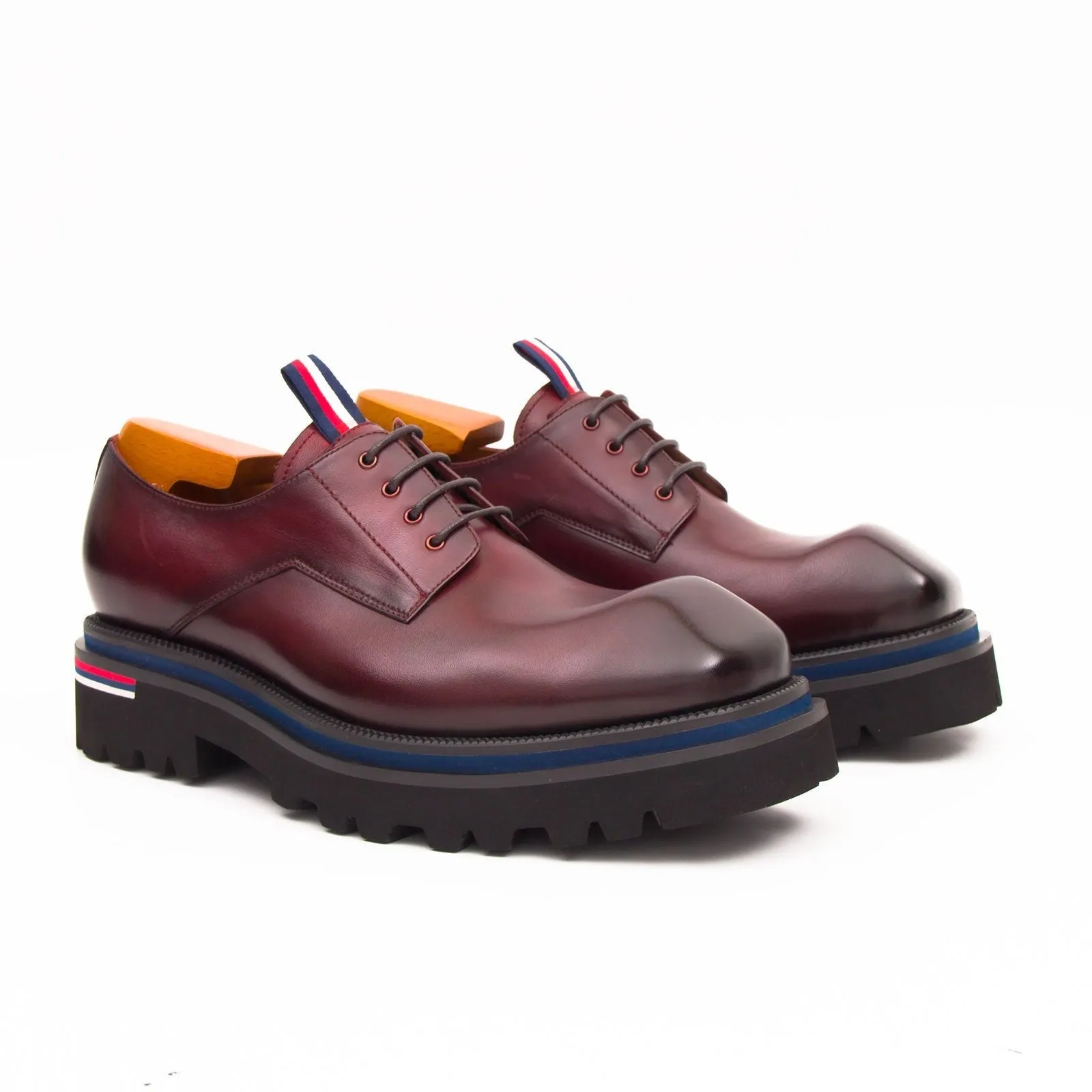 Derby Shoes Chunky 6cm heel boost Wine red