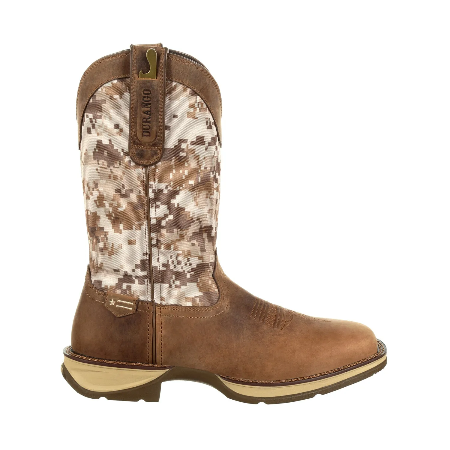 Durango Mens Rebel Pull On Western Dusty Brown/Camo Leather Cowboy Boots