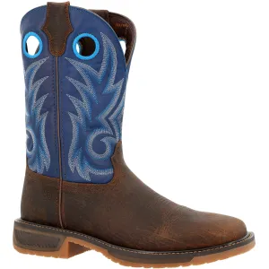 Durango Mens Workhorse Western Saddle/Denim Blue Leather Cowboy Boots