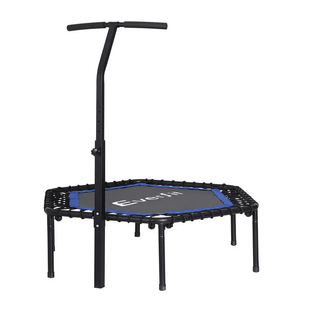 Everfit 48inch Hexagon Trampoline Kids Exercise Fitness Adjustable Handrail Blue