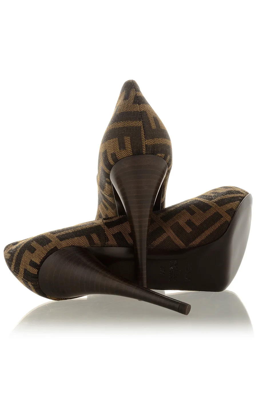 FENDI SPUNTATA Zucca Tabacco Peep Toe