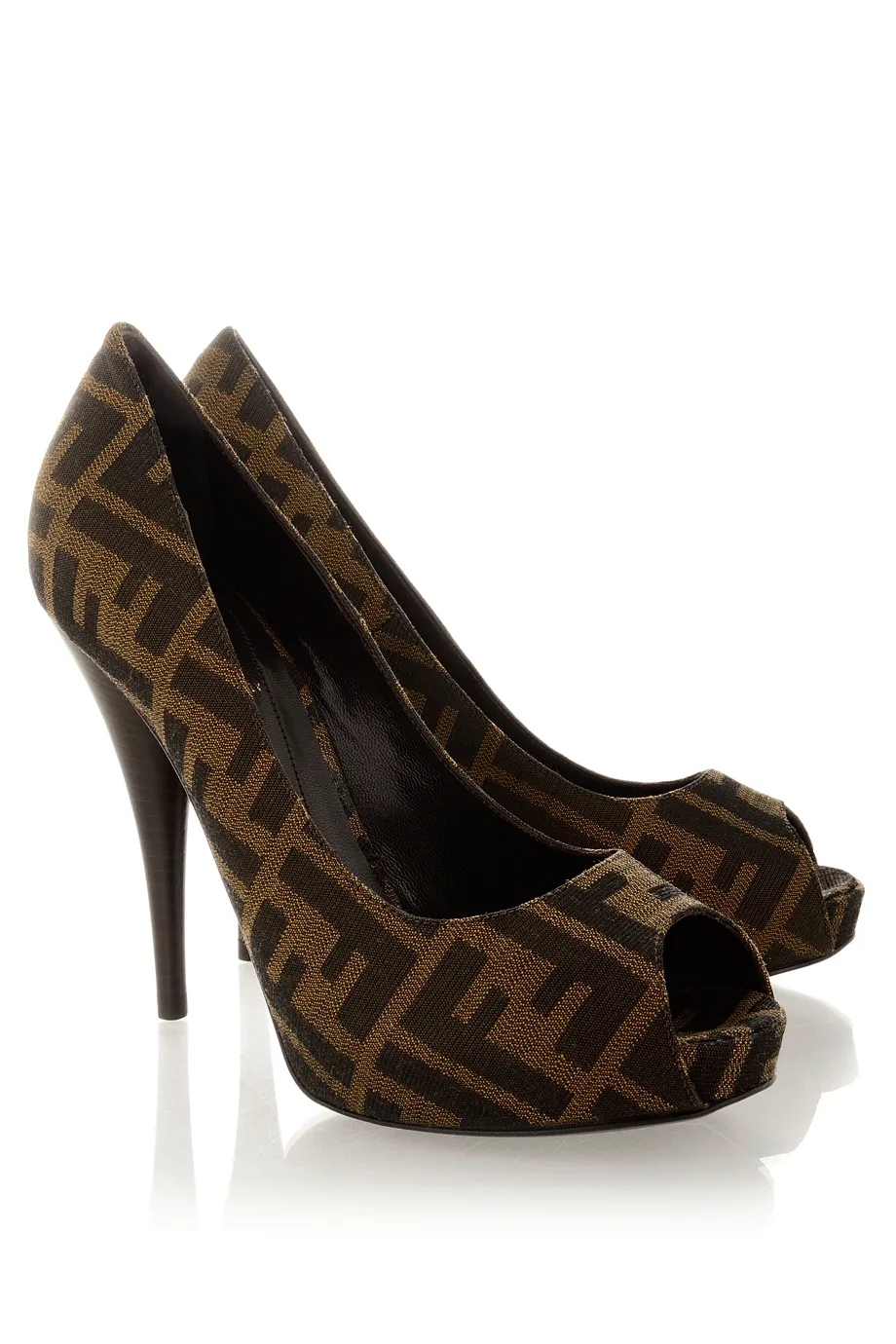 FENDI SPUNTATA Zucca Tabacco Peep Toe