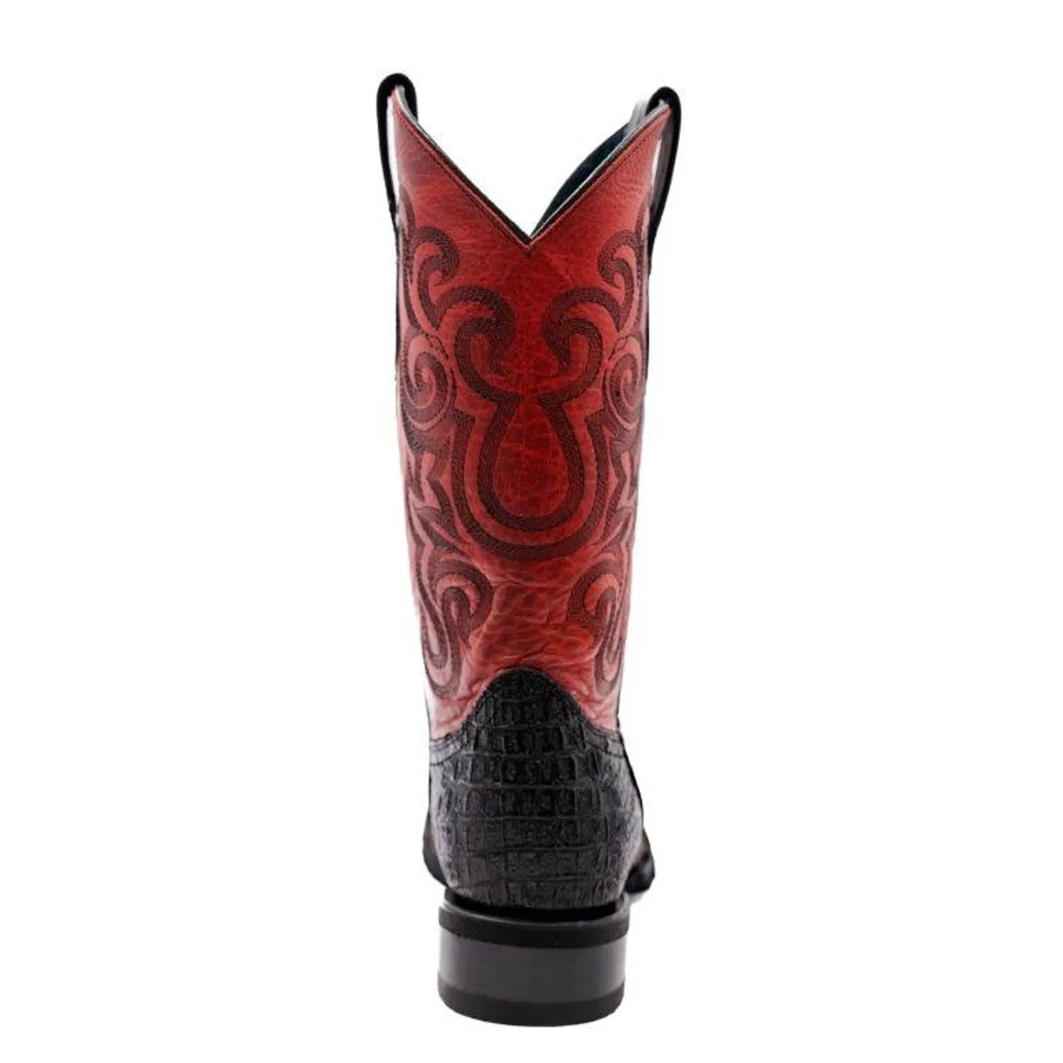 Ferrini Mens Stampede S-Toe Black Leather Caiman Cowboy Boots