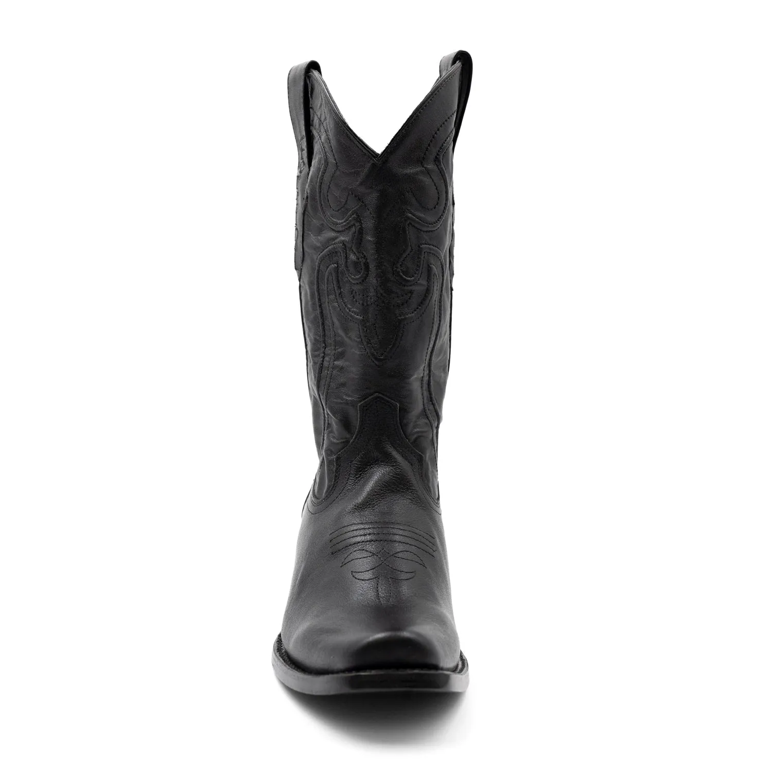 Ferrini Mens Wyatt D-Toe Black Leather Cowboy Boots