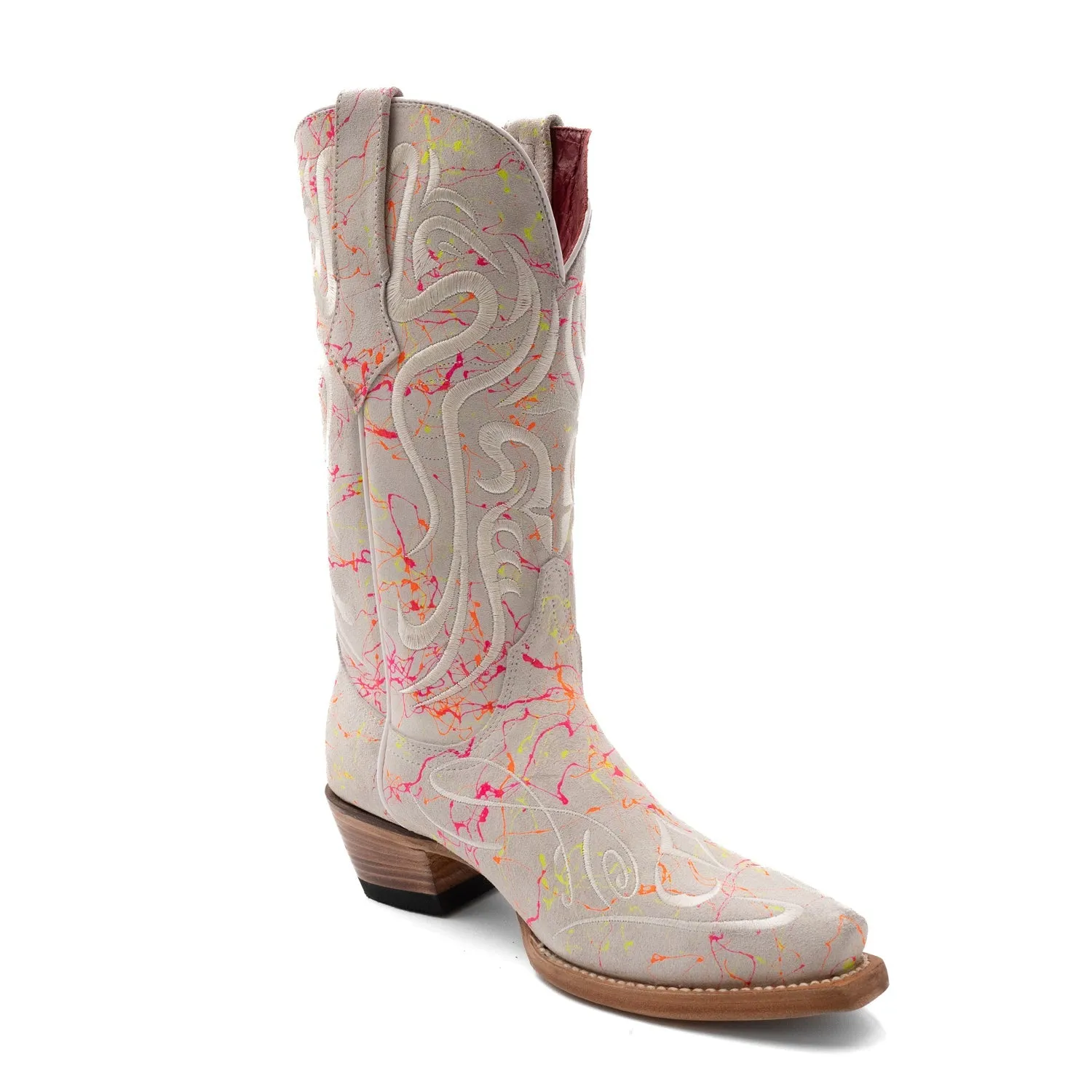 Ferrini Womens Belle V-Toe White Leather Cowboy Boots