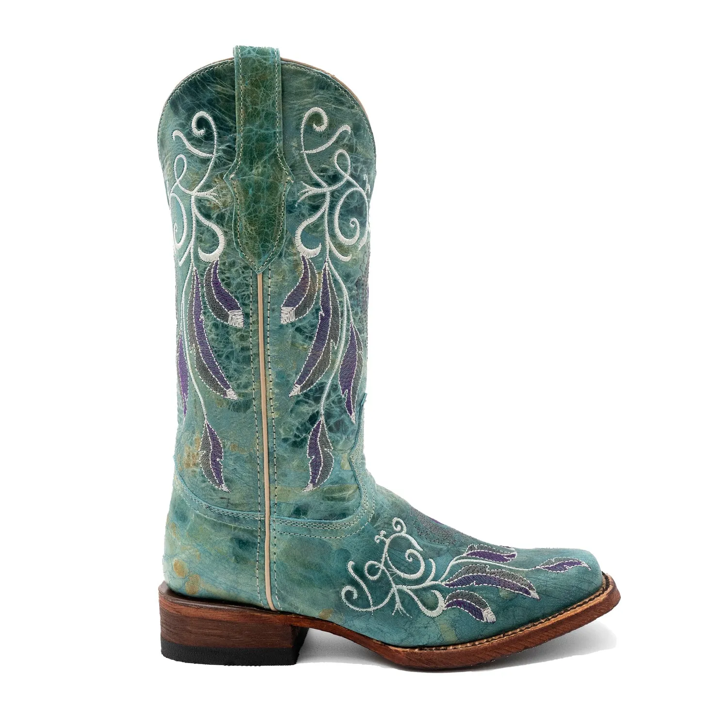 Ferrini Womens Dreamer D-Toe Sea Foam Leather Cowboy Boots