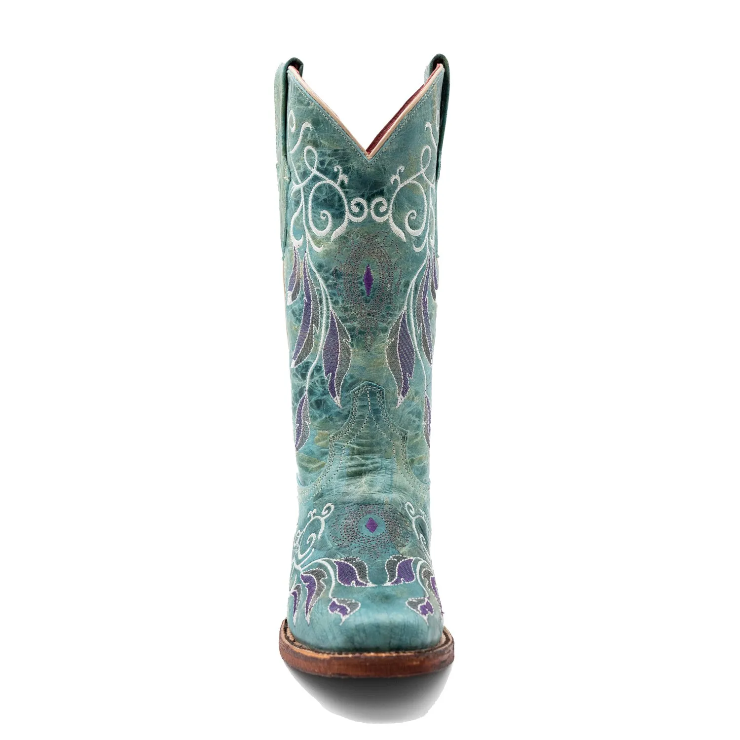 Ferrini Womens Dreamer D-Toe Sea Foam Leather Cowboy Boots