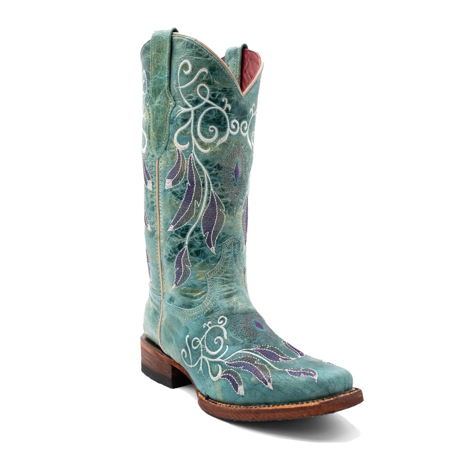 Ferrini Womens Dreamer D-Toe Sea Foam Leather Cowboy Boots