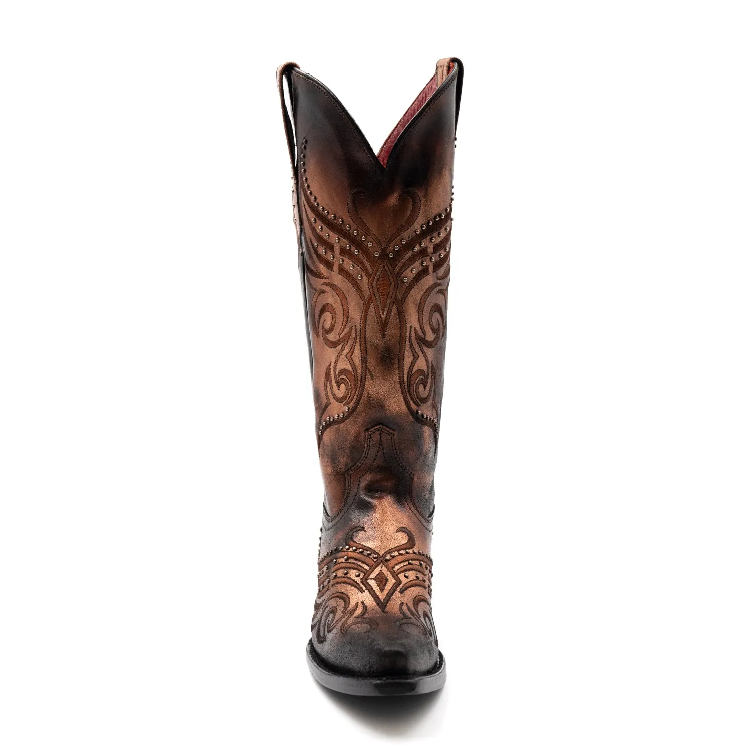 Ferrini Womens Masquerade V-Toe Copper Leather Cowboy Boots