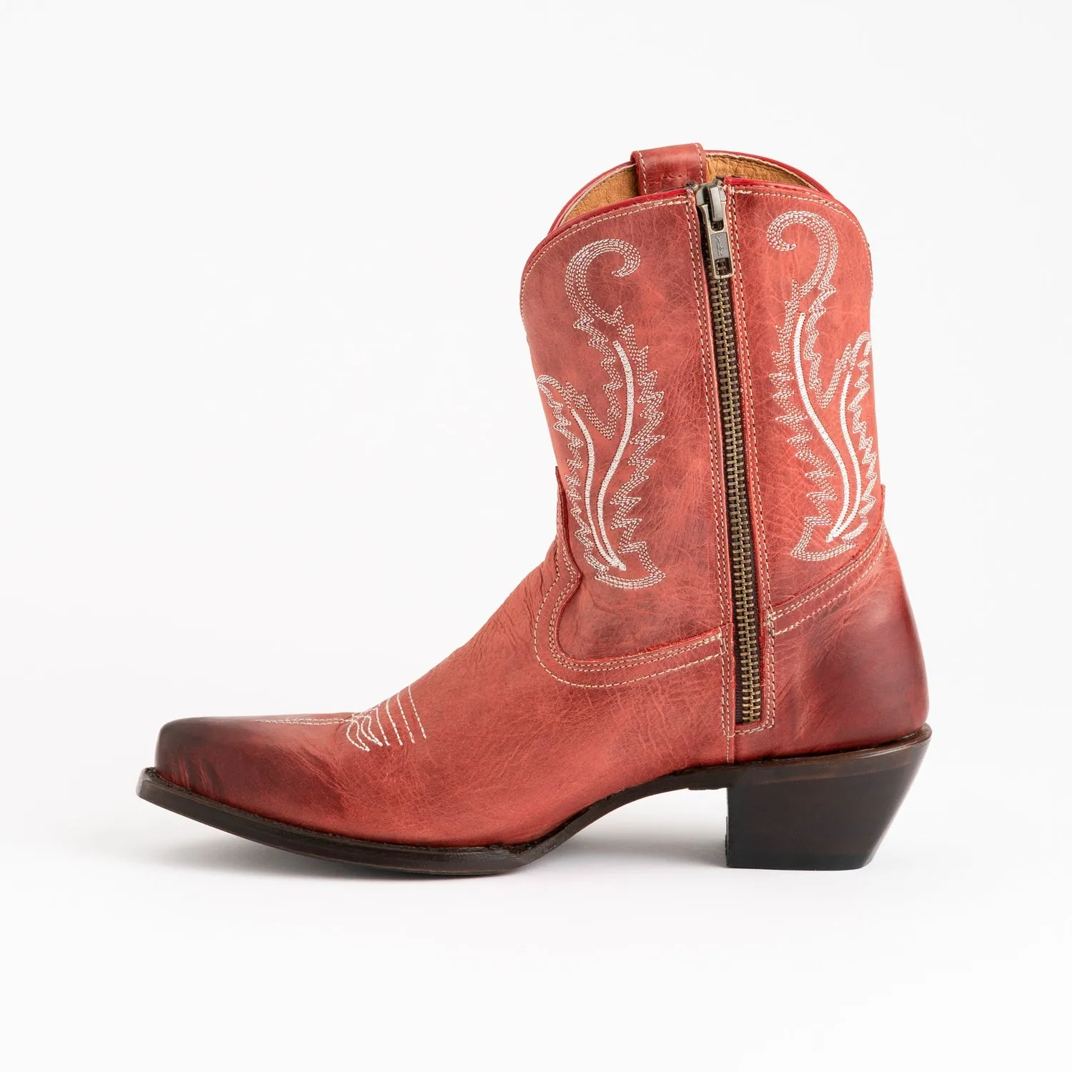 Ferrini Womens Molly R-Toe Red Leather Cowboy Boots