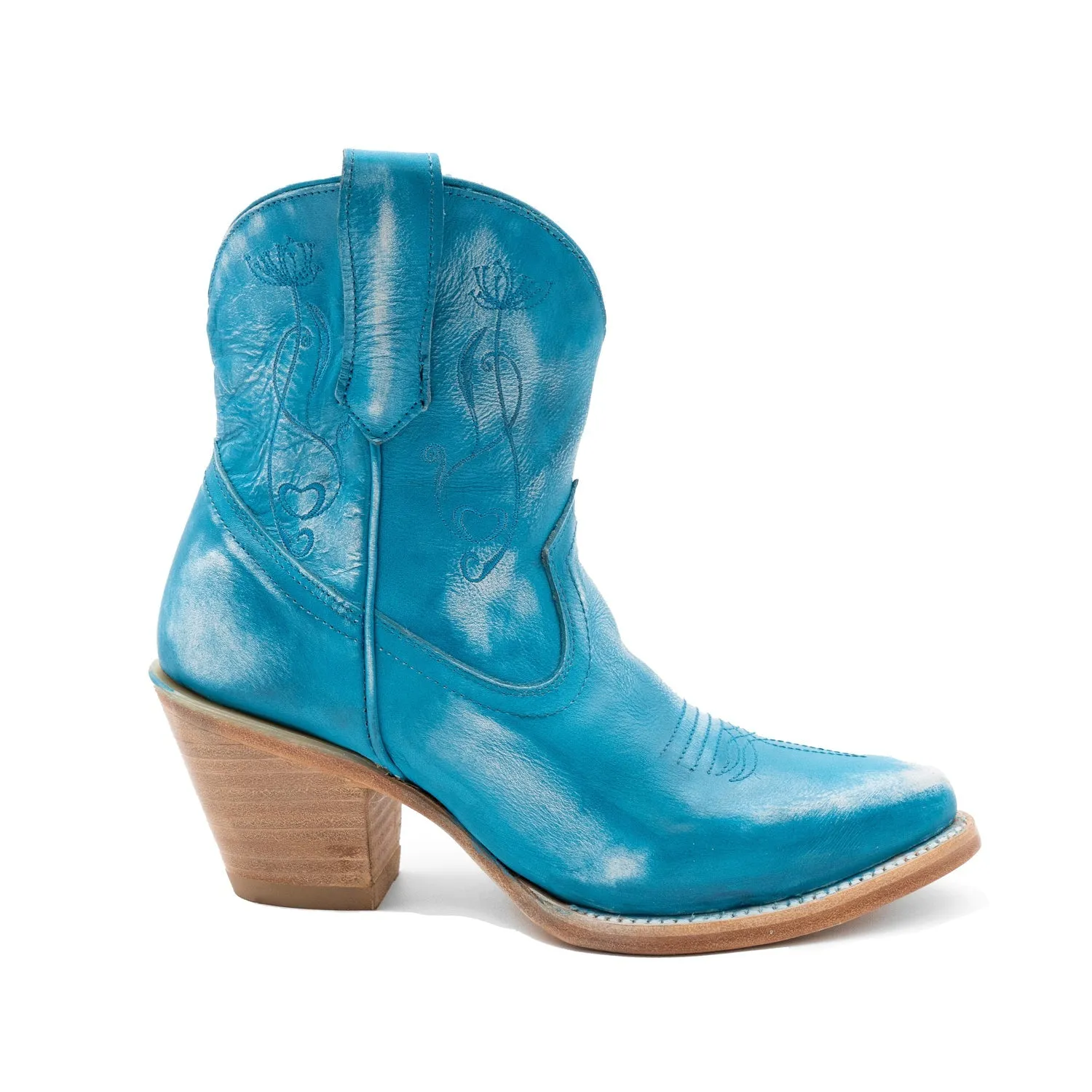 Ferrini Womens Pixie J-Toe Turquoise Leather Cowboy Boots