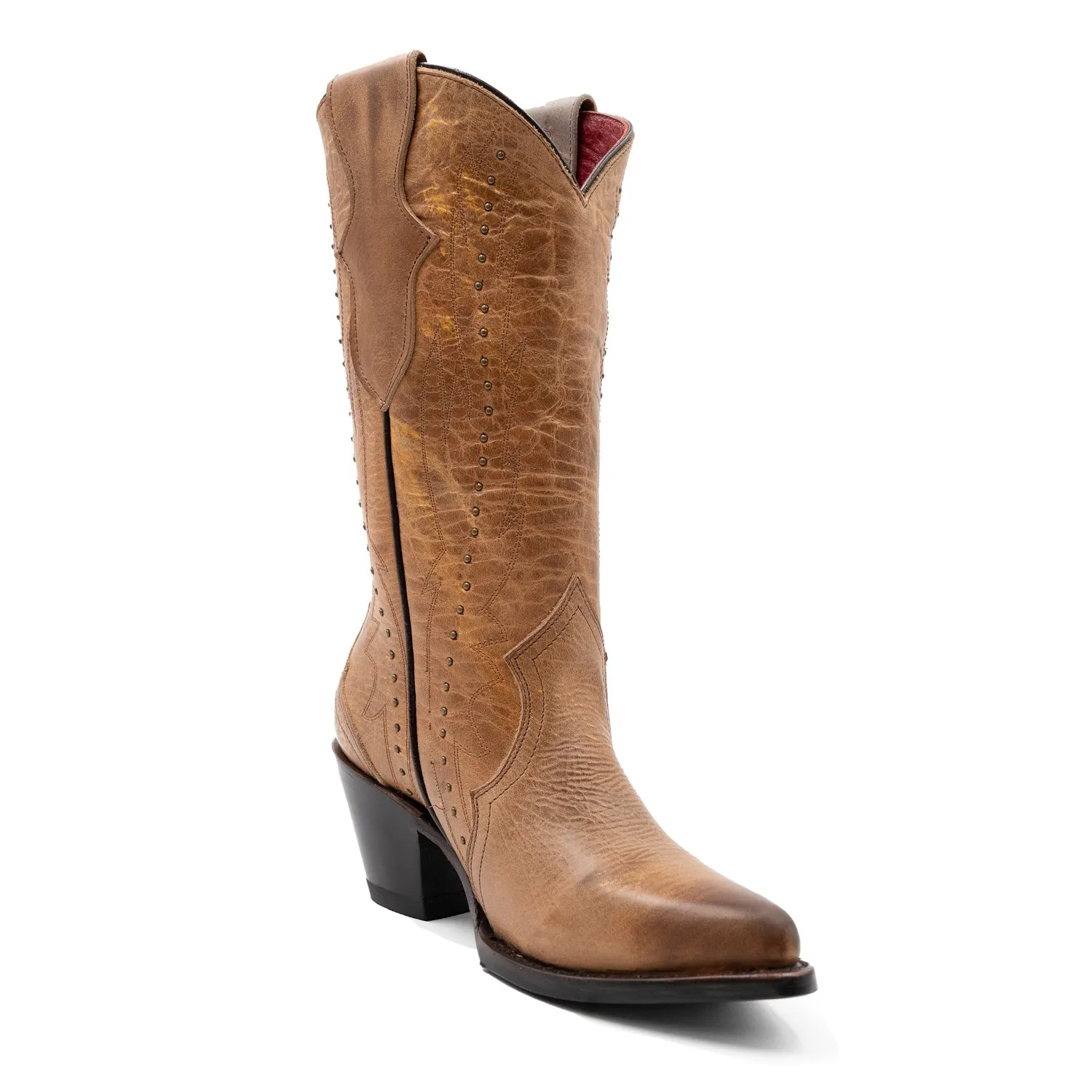 Ferrini Womens Siren V-Toe Brown Leather Cowboy Boots