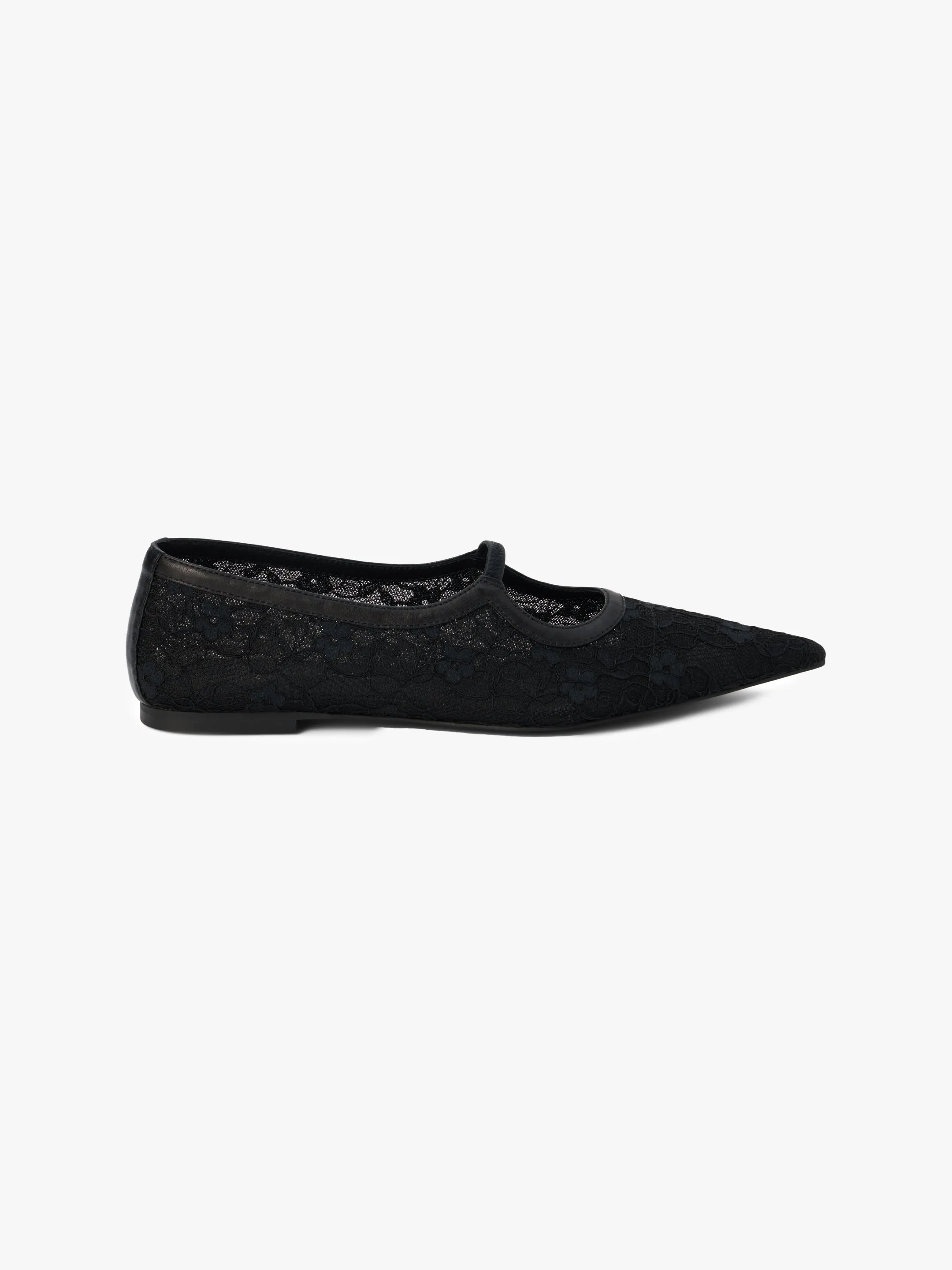 Fleur Lace Flat - Black