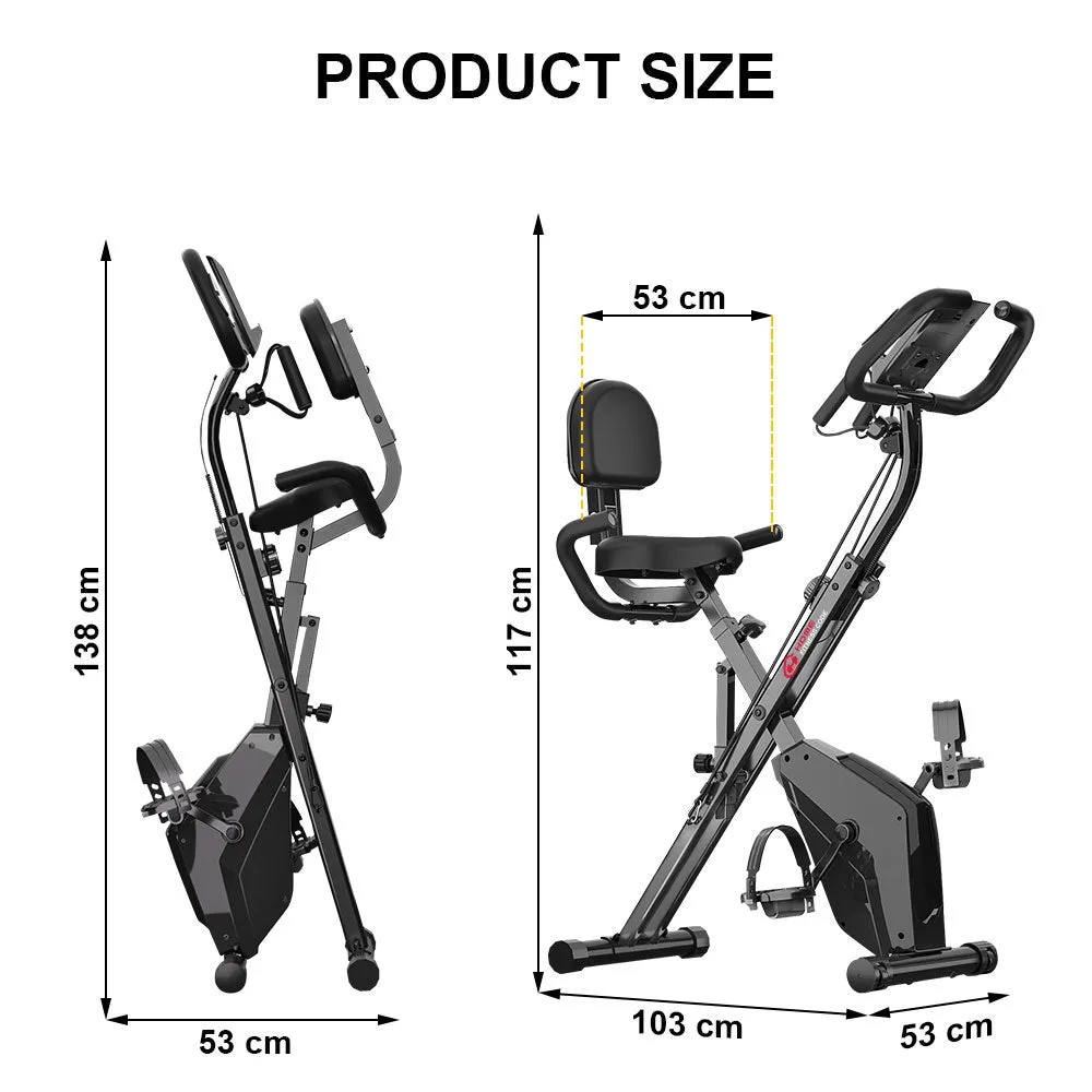 Foldable Exercise Bike Fitness Bike 2-in-1 Upright and Recumbent Bike (New Version)