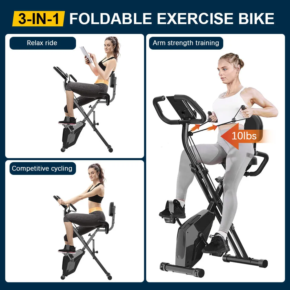 Foldable Exercise Bike Fitness Bike 2-in-1 Upright and Recumbent Bike (New Version)