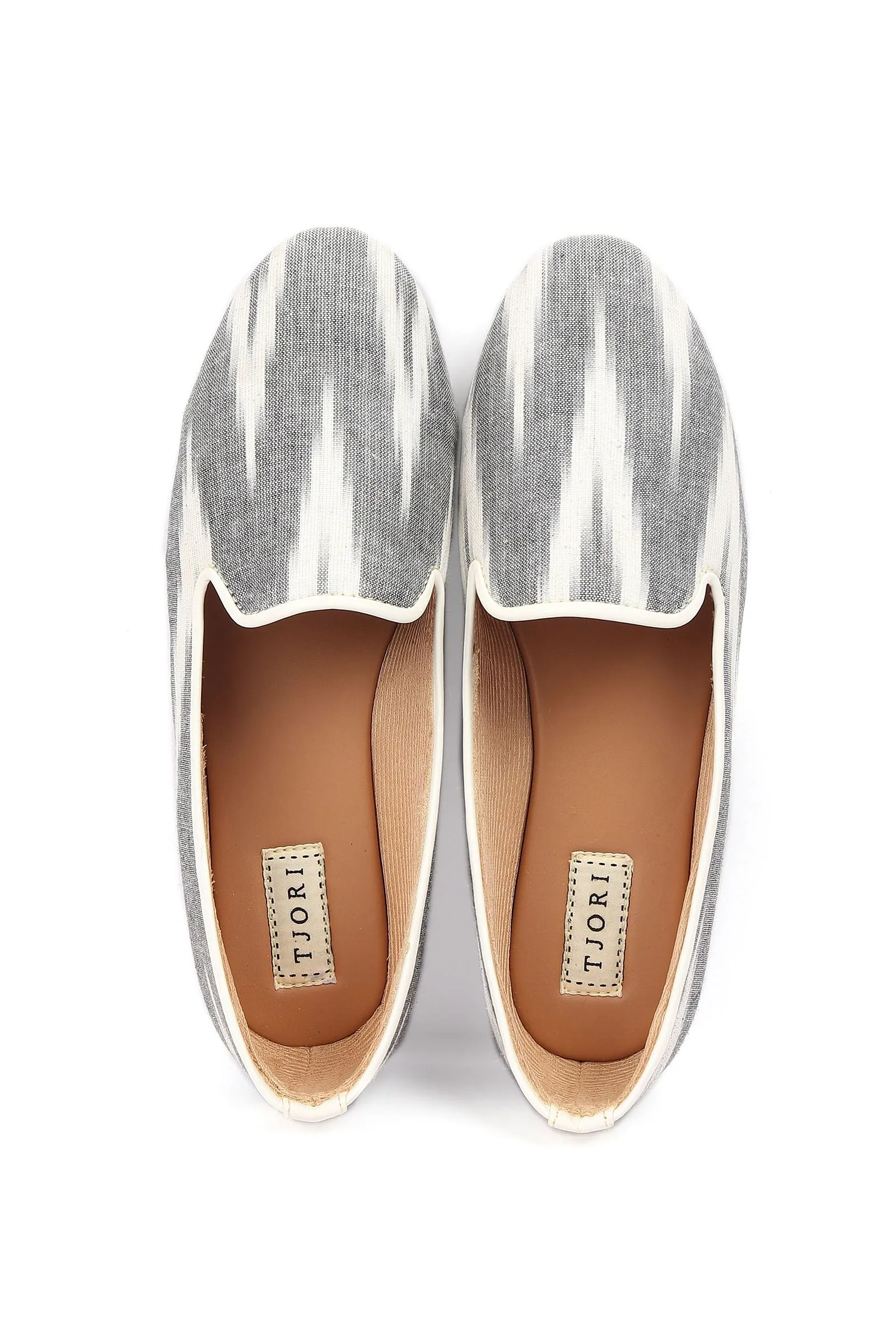 Fossil Grey & Tawny Brown Ikat Flat Cruelty Free Leather Ballerina