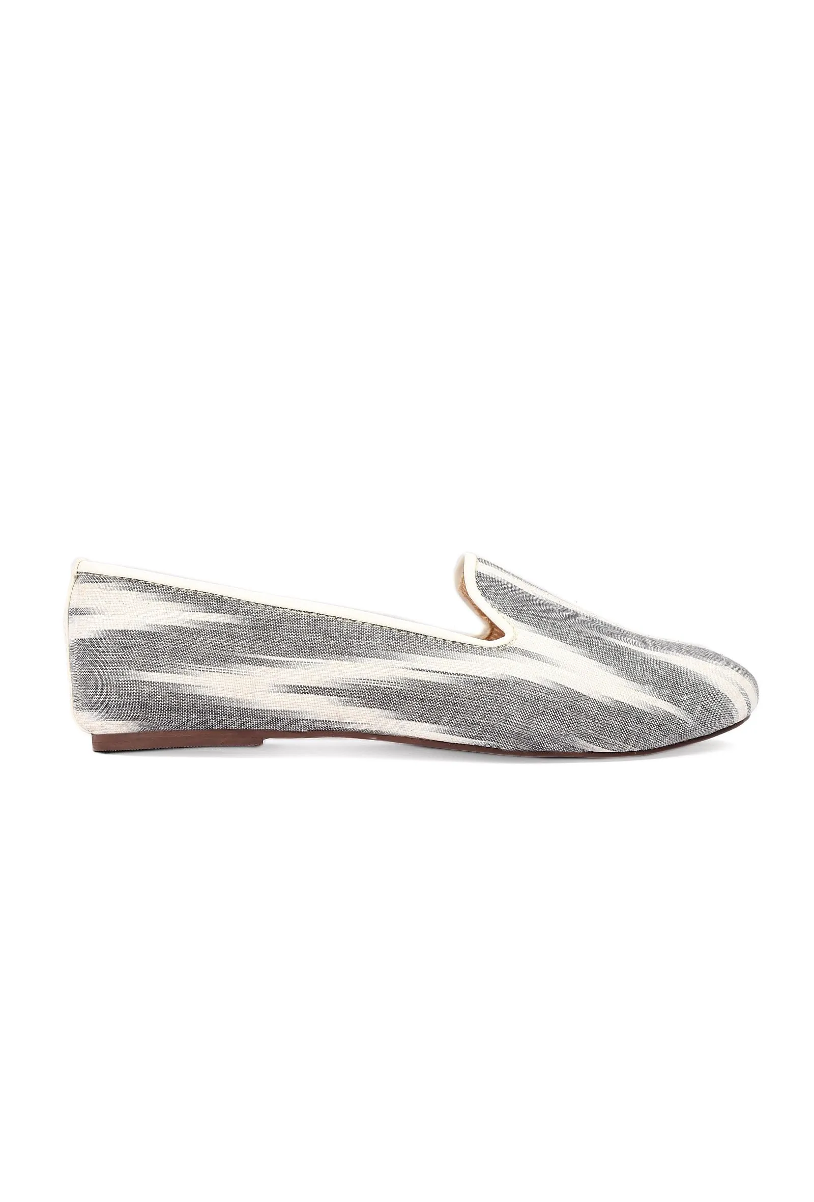 Fossil Grey & Tawny Brown Ikat Flat Cruelty Free Leather Ballerina