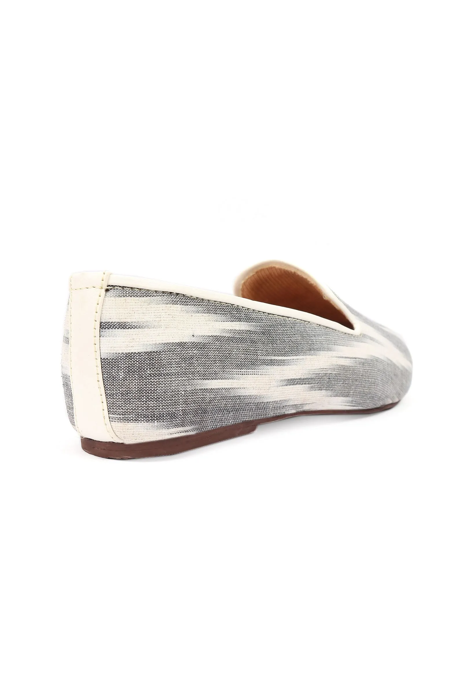 Fossil Grey & Tawny Brown Ikat Flat Cruelty Free Leather Ballerina