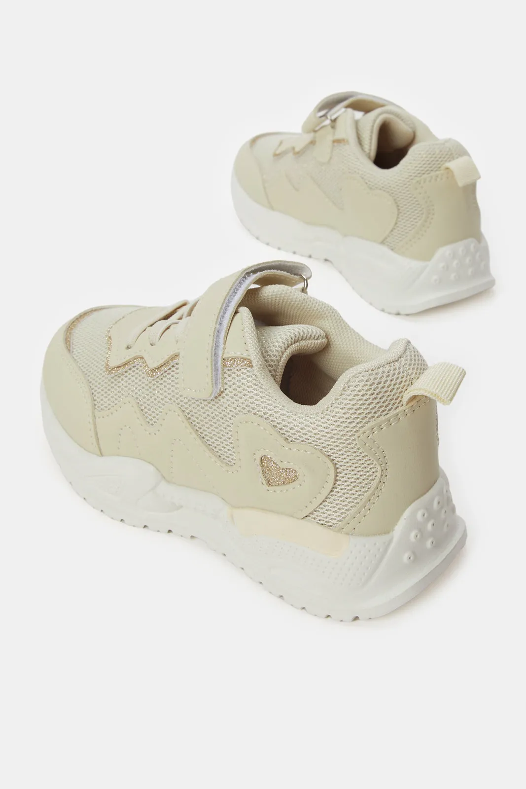 Girls Beige Mesh Trainers