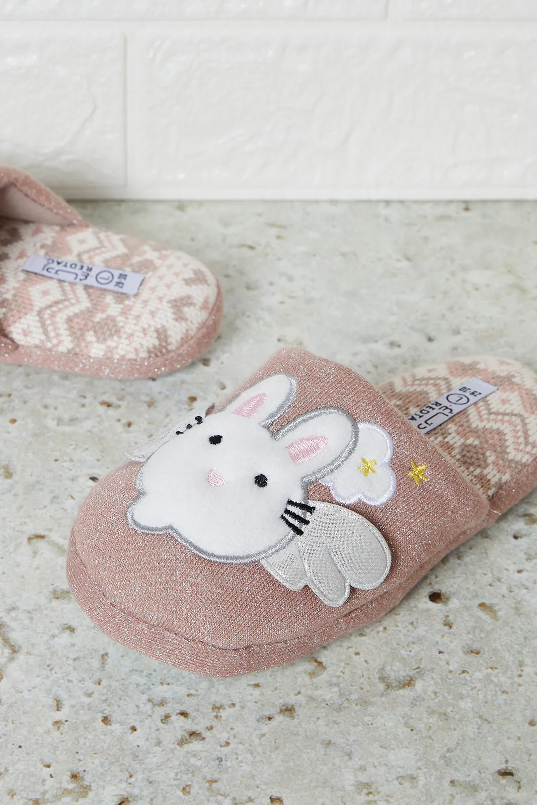 Girls Pink Bunny Slipper